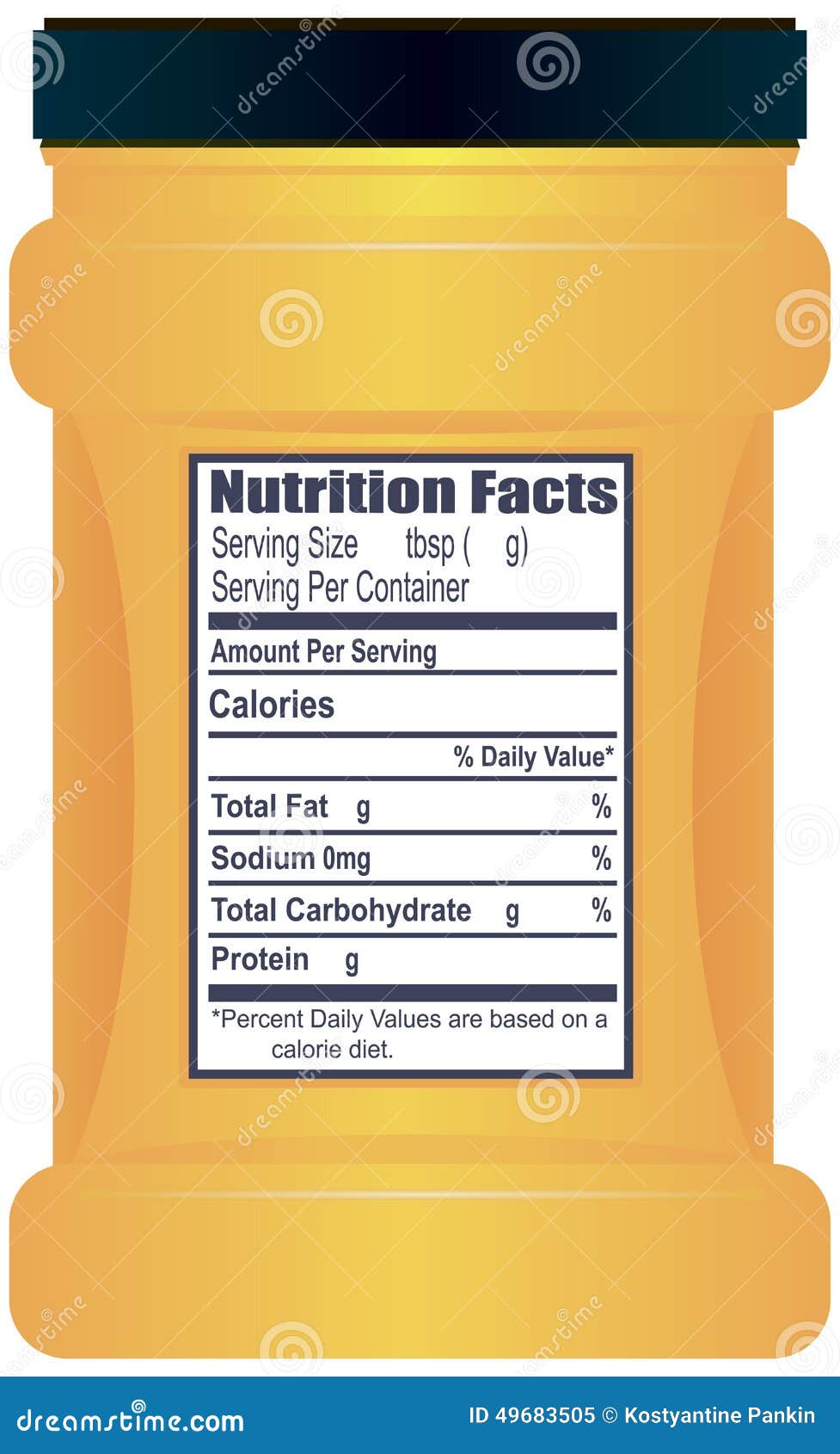 Plastic Container with Nutrition Facts Stock Vector Illustration of