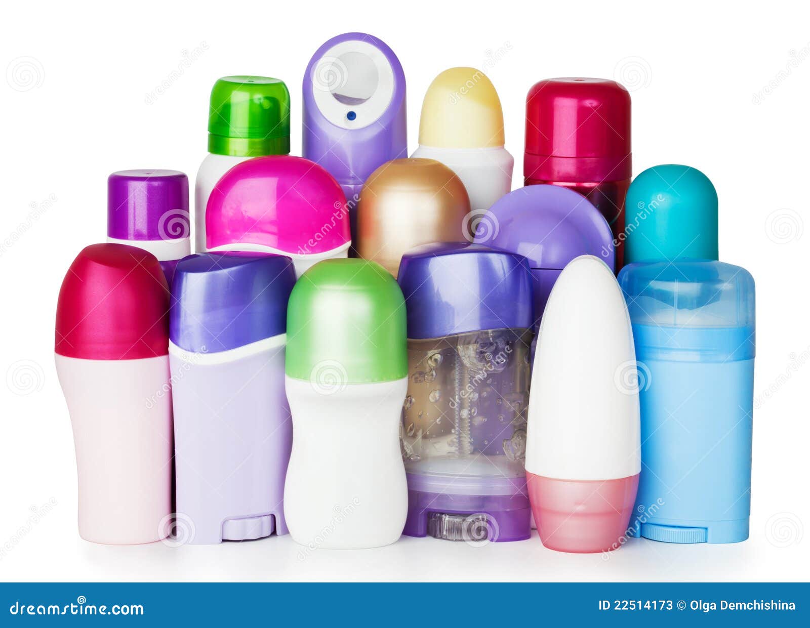 Plastic Cosmetics Bottles On White 