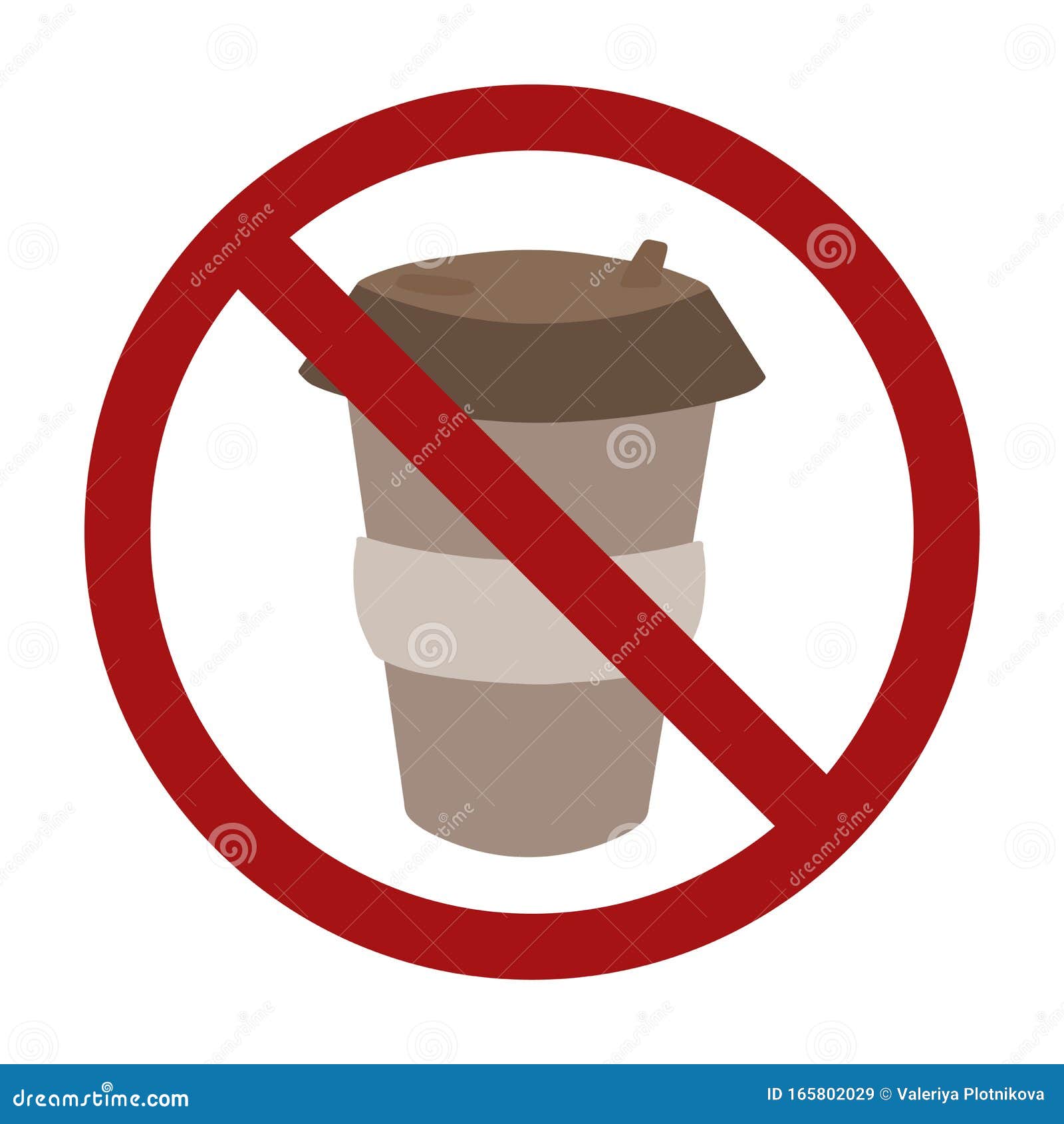 Plastic Cup of Coffee in a Prohibition Sign. Zero Waste. Ban on