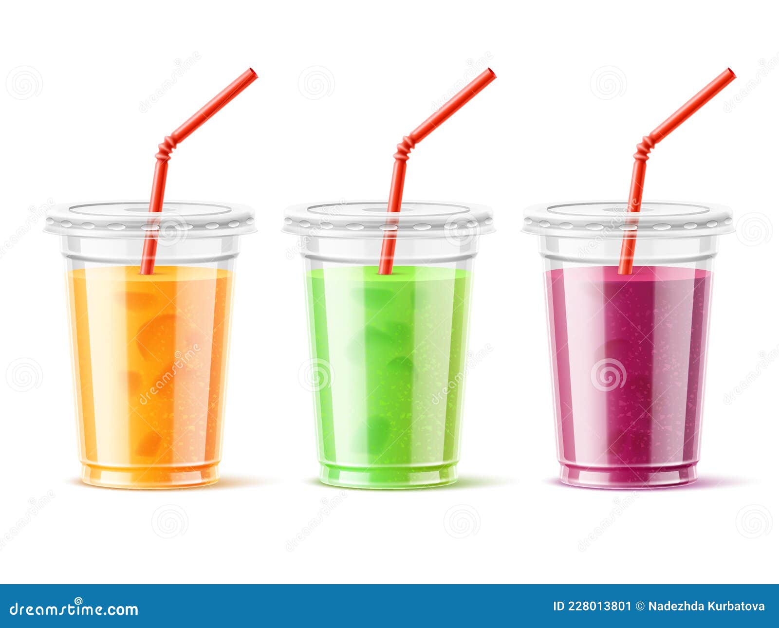 Set of glasses cups for smoothies Royalty Free Vector Image