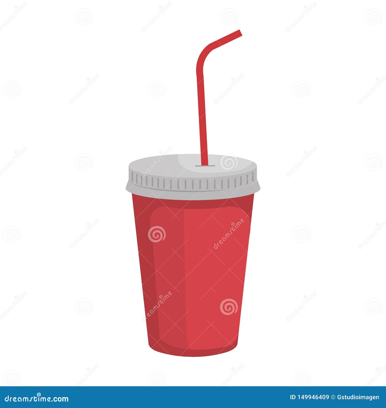 Plastic Cup with Straw Vector Illustration Stock Illustration
