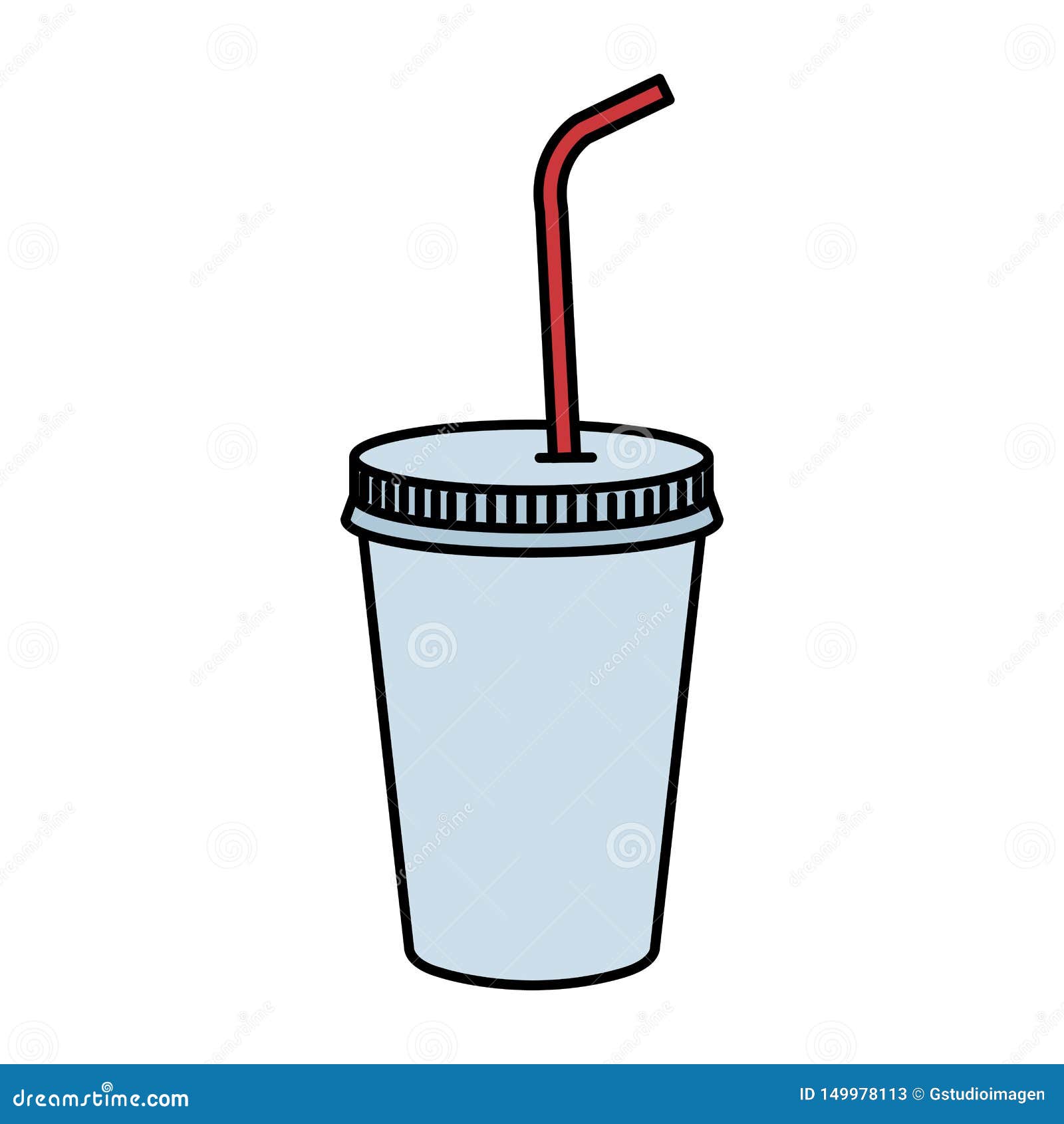 Plastic Cup with Straw Vector Illustration Stock Illustration