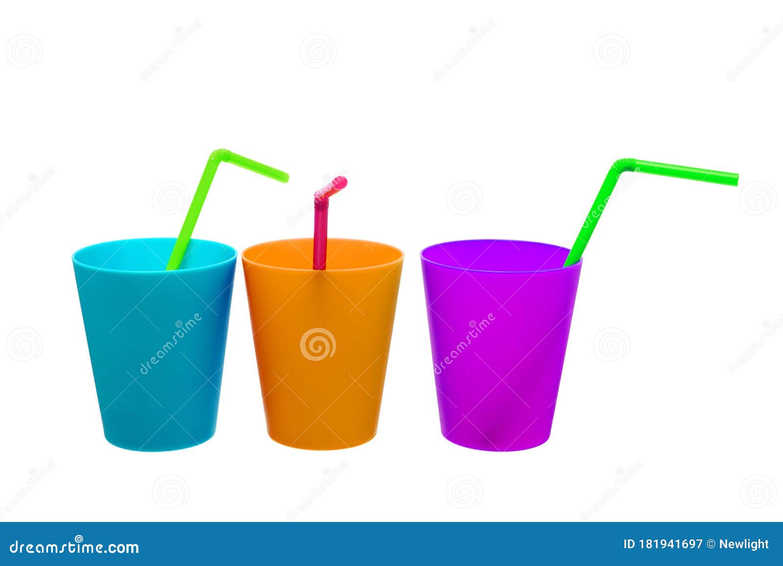 Plastic Cups and Straws stock image. Image of containers - 181941697