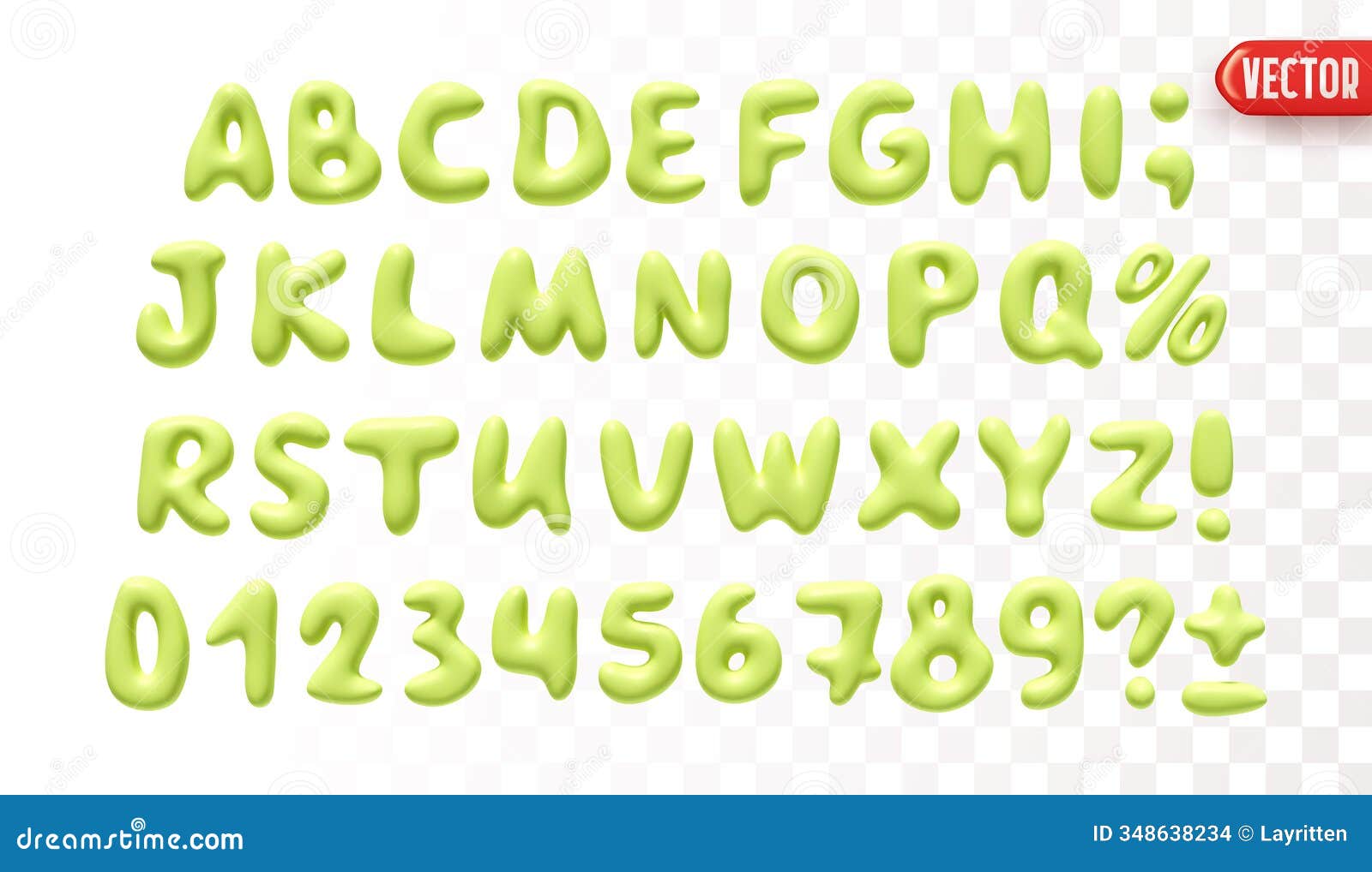 plastic 3d realistic font liquid s green colors. a set of letters and numbers  on a white background with a