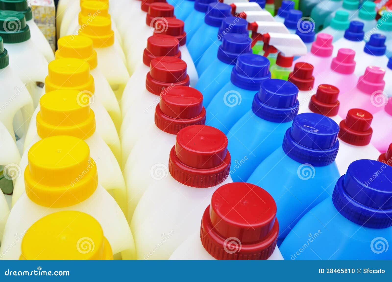 Plastic Detergent Bottles Cleaning Products Stock Photo Image of