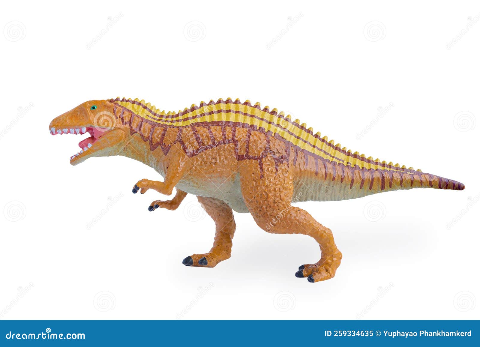 Plastic Dinosaur Toy Isolated on White Background with Clipping Path
