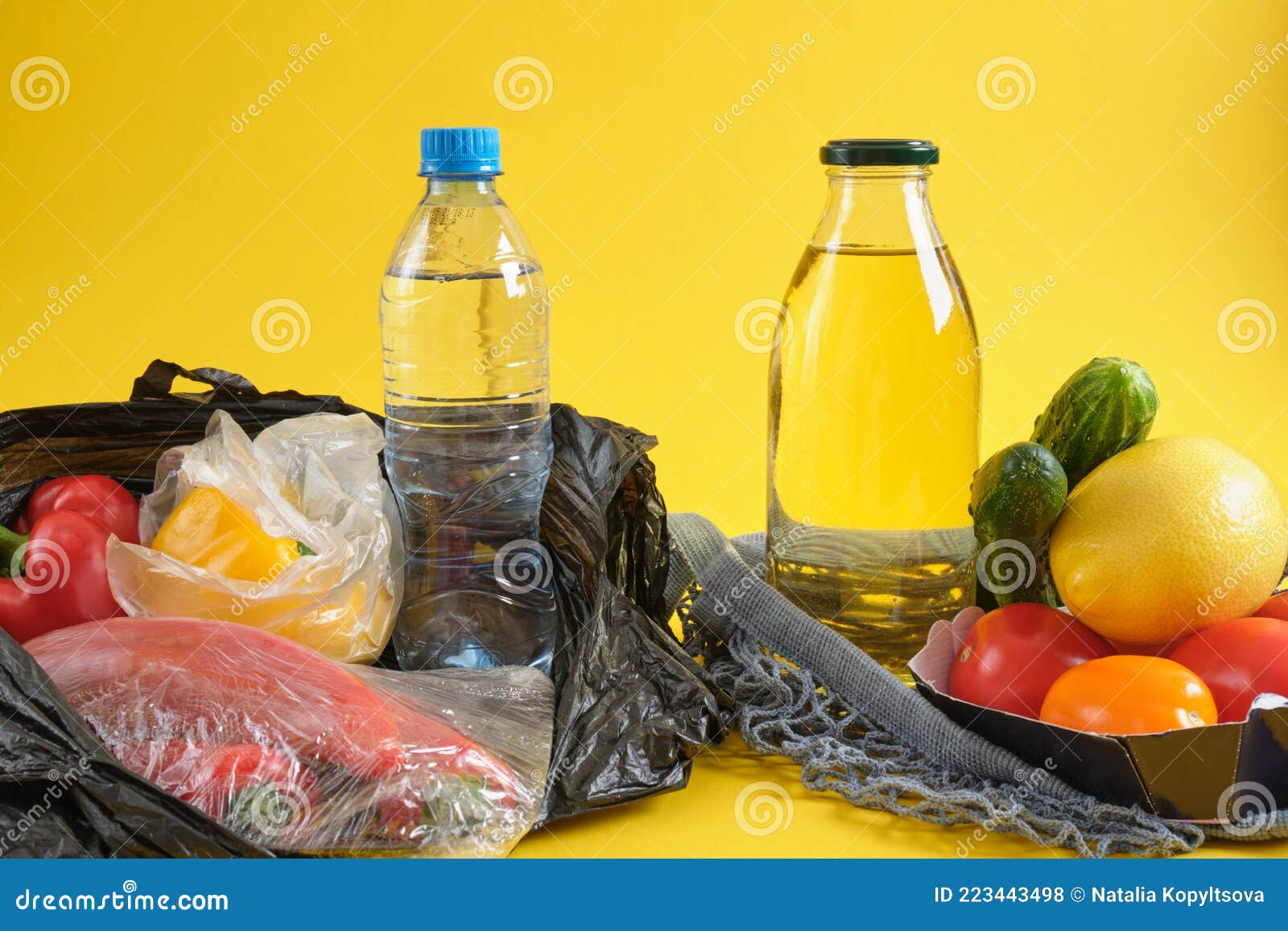 Plastic Disposable Packaging Versus Reusable, No Plastic Concept, Net