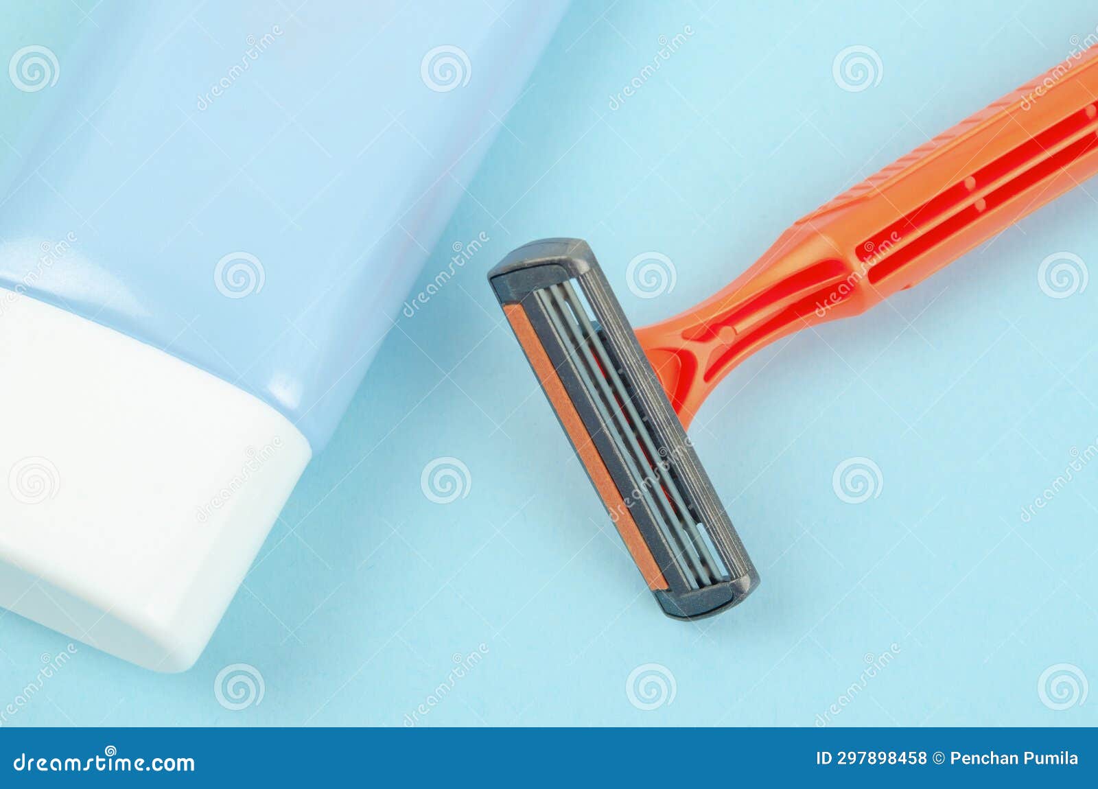 Plastic Disposable Razors and Squeeze Bottle Stock Photo Image of