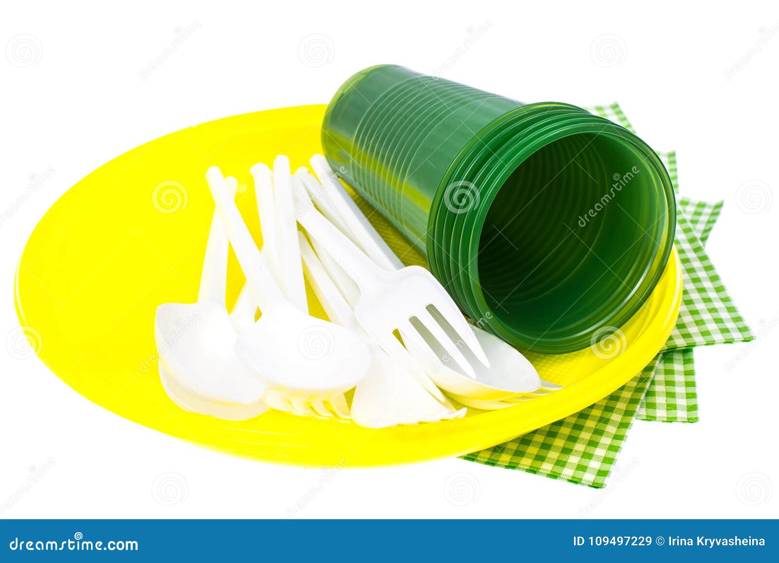 Plastic Disposable Tableware on White Background Stock Image Image of