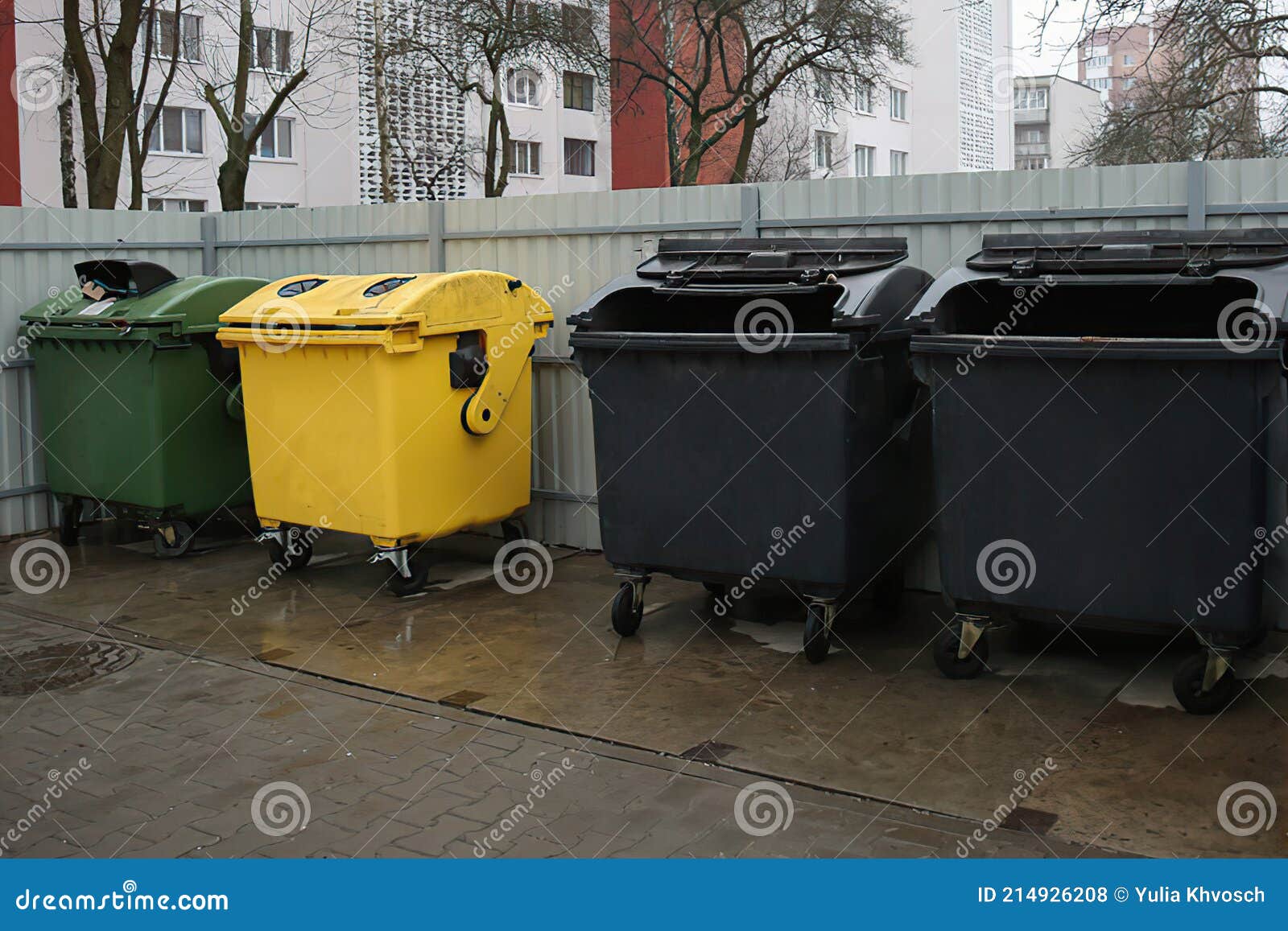 Plastic Dumpsters for Separate Garbage Collection on the Street