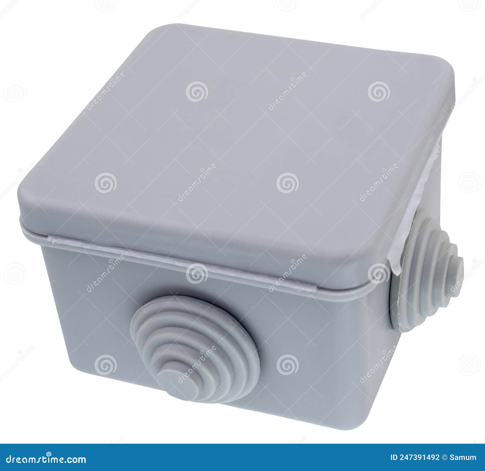 Plastic Electrical Junction Box Isolated on White Stock Photo Image