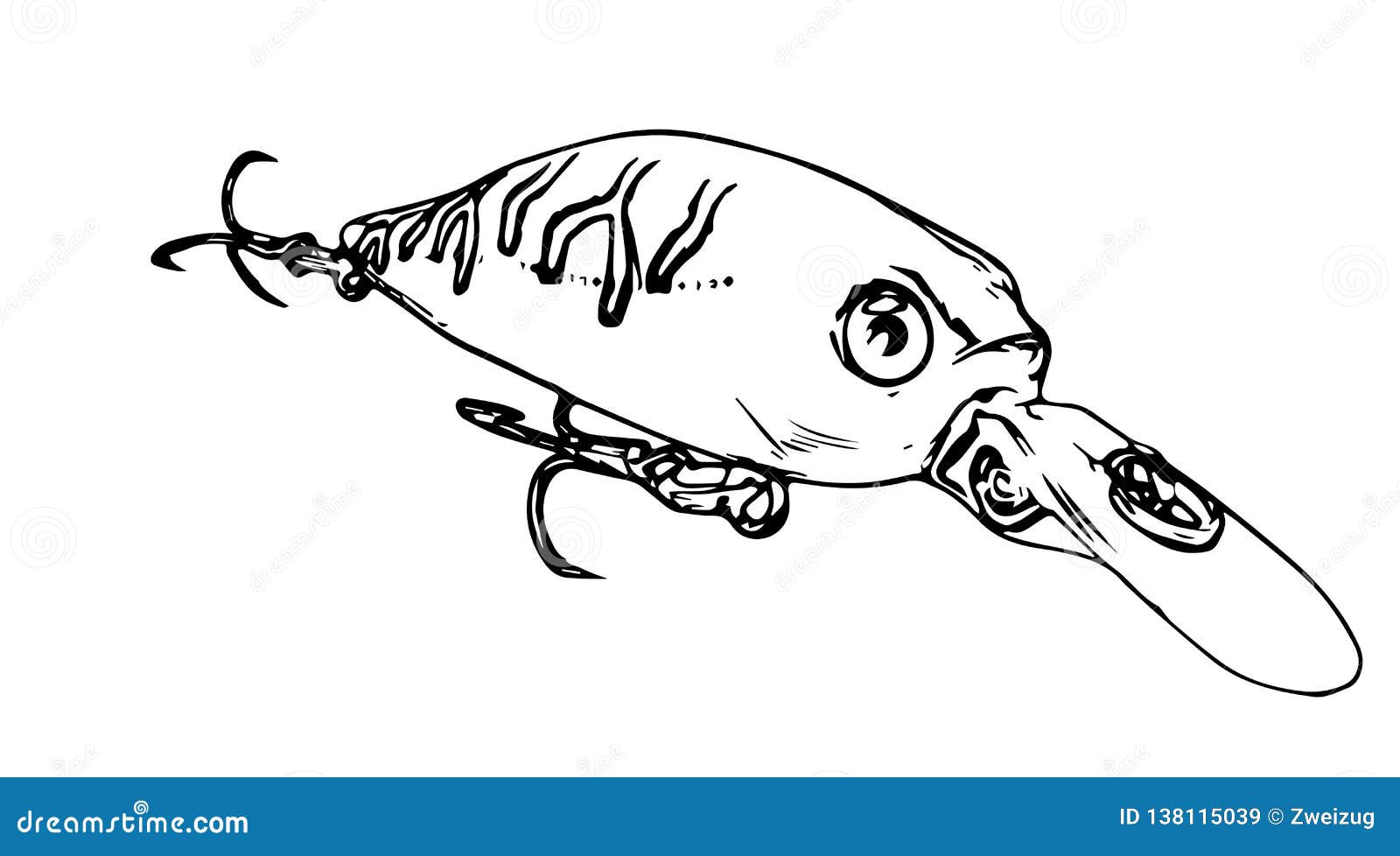 Fishing Lure Plug Crankbait on White Background Stock Illustration -  Illustration of fishing, black: 138115039