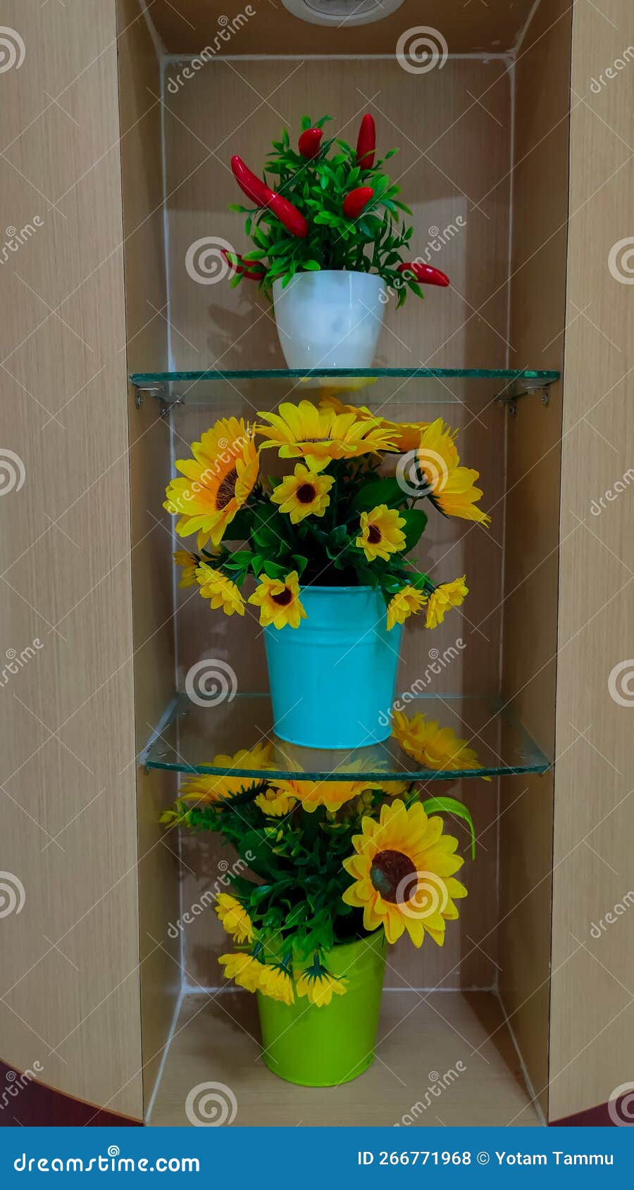Plastic Flowers that Decorations in the Room. Stock Photo