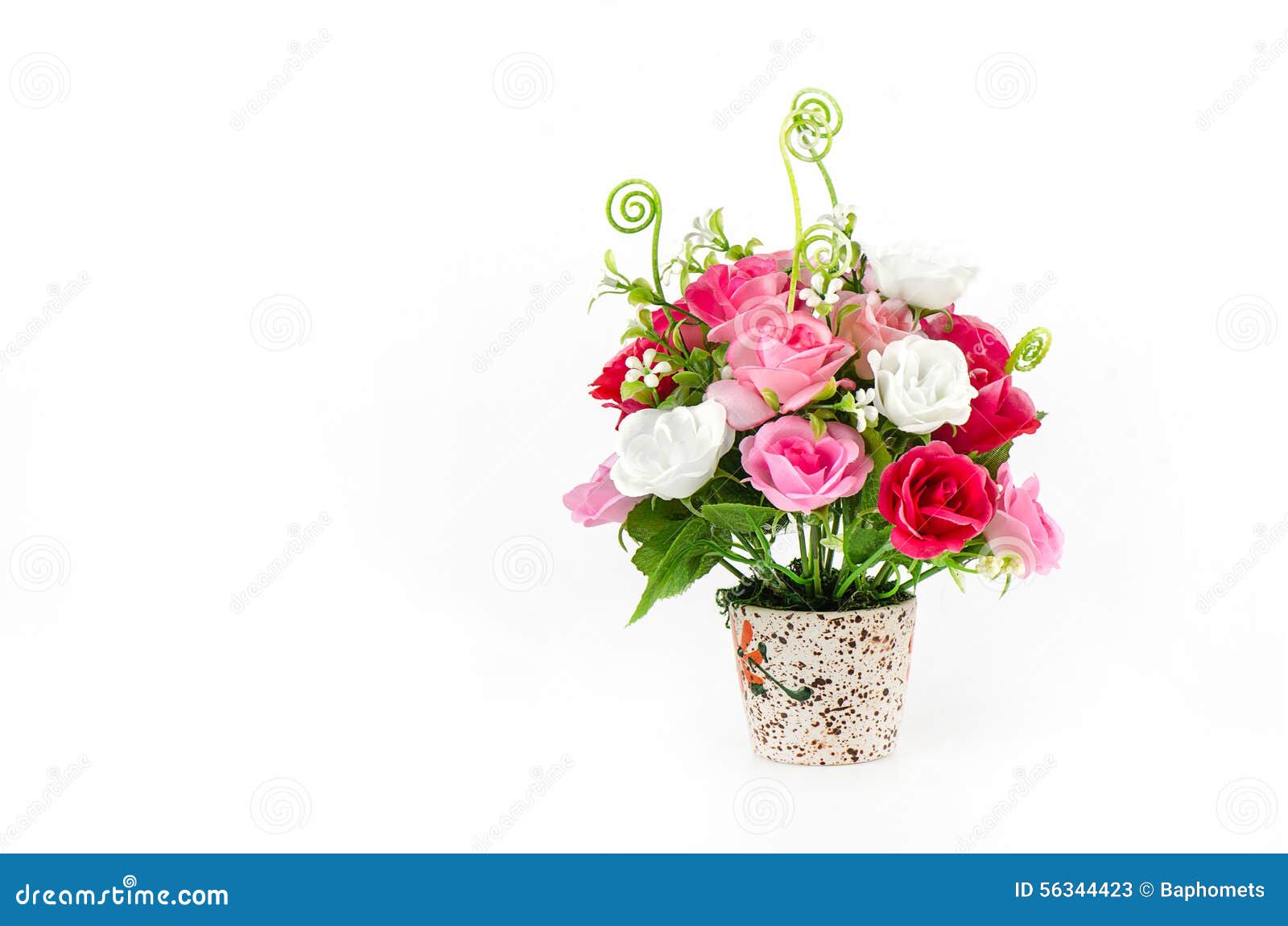 Plastic Flowers Isolate On White Background, Fake Flowers Stock Image