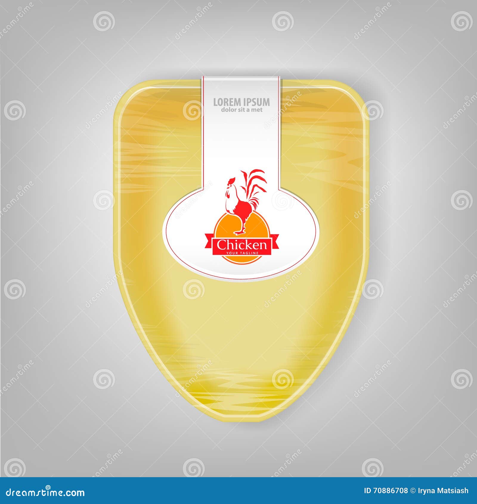 Plastic Food Container for Chicken. Yellow Stock Vector Illustration