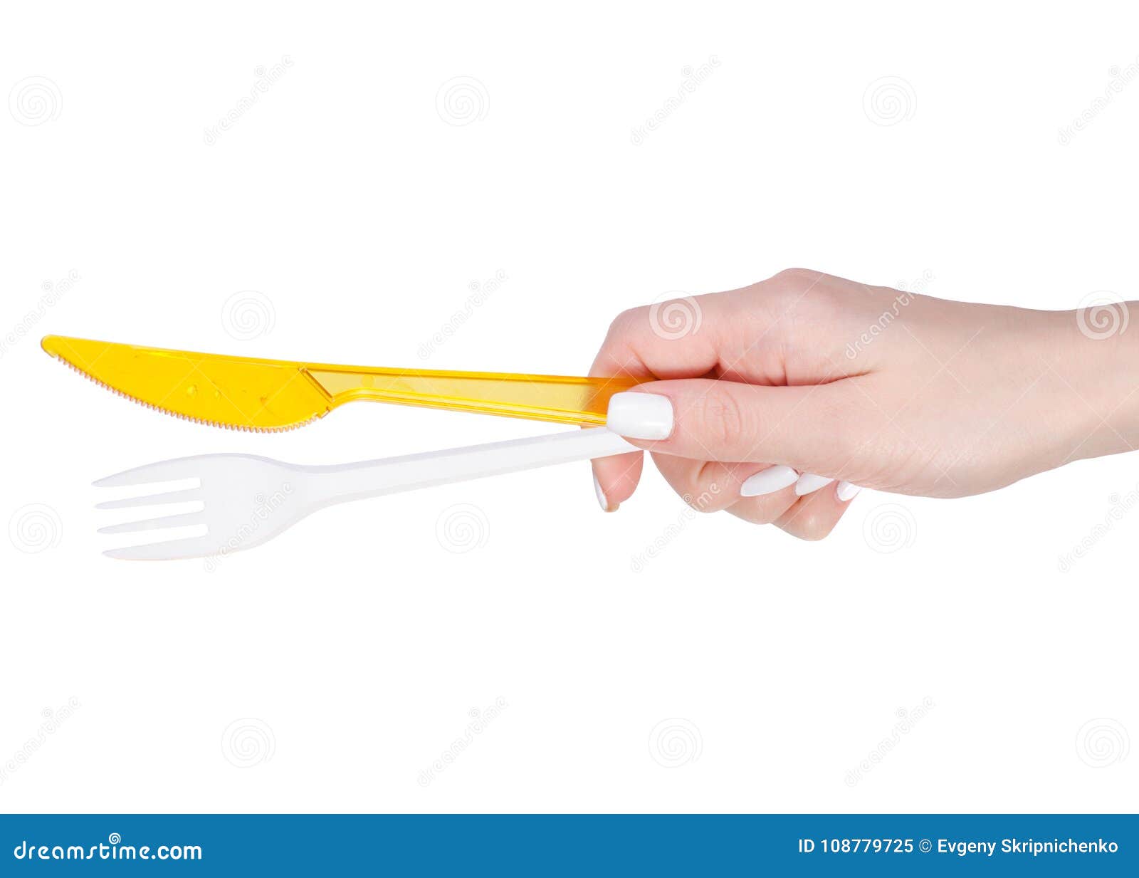 Plastic Fork and Knife in Hand Stock Image Image of closeup, person