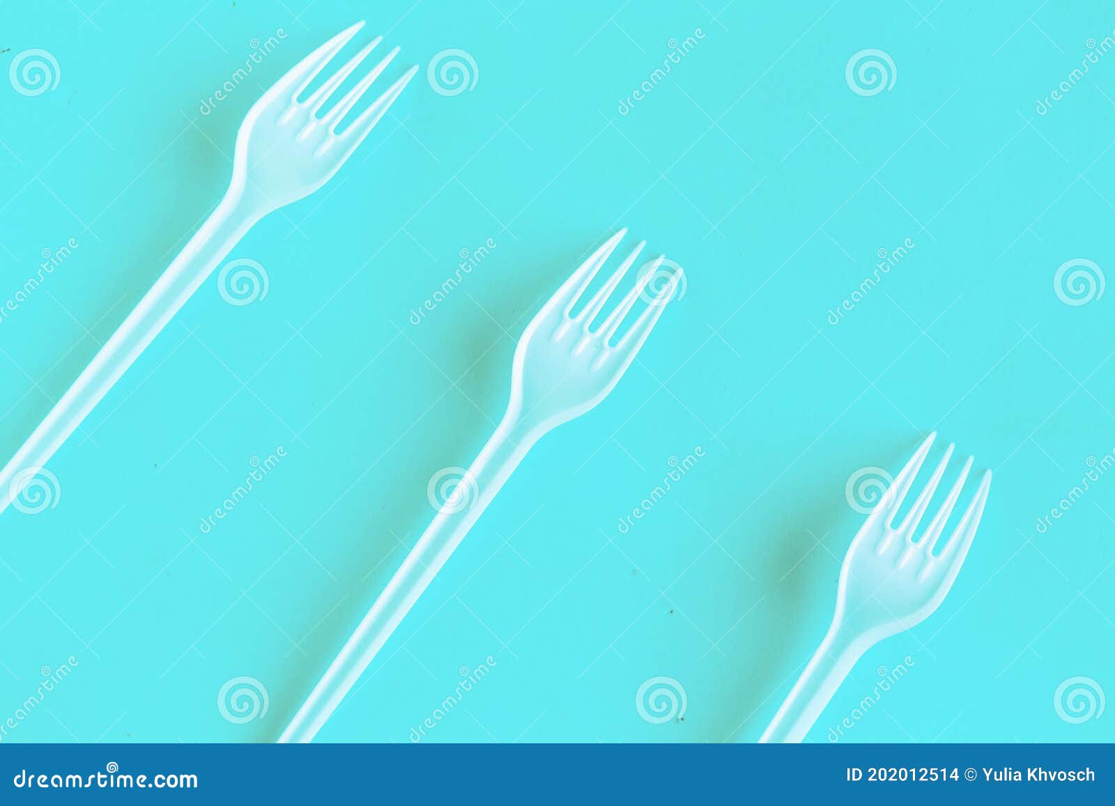 Plastic Forks on Blue Background Stock Photo Image of dinner