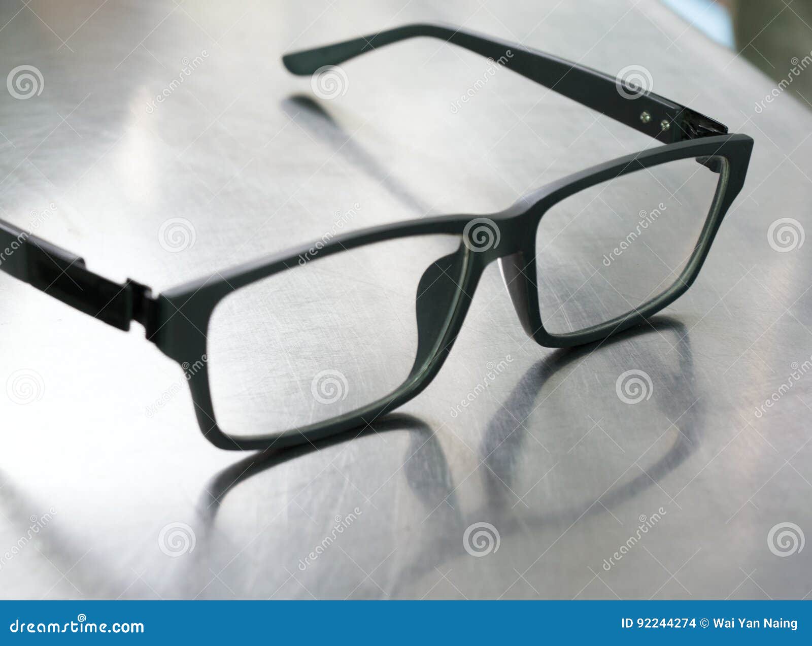 PLASTIC FRAME GLASSES on STEEL TABLE Stock Photo Image of eyeglasses