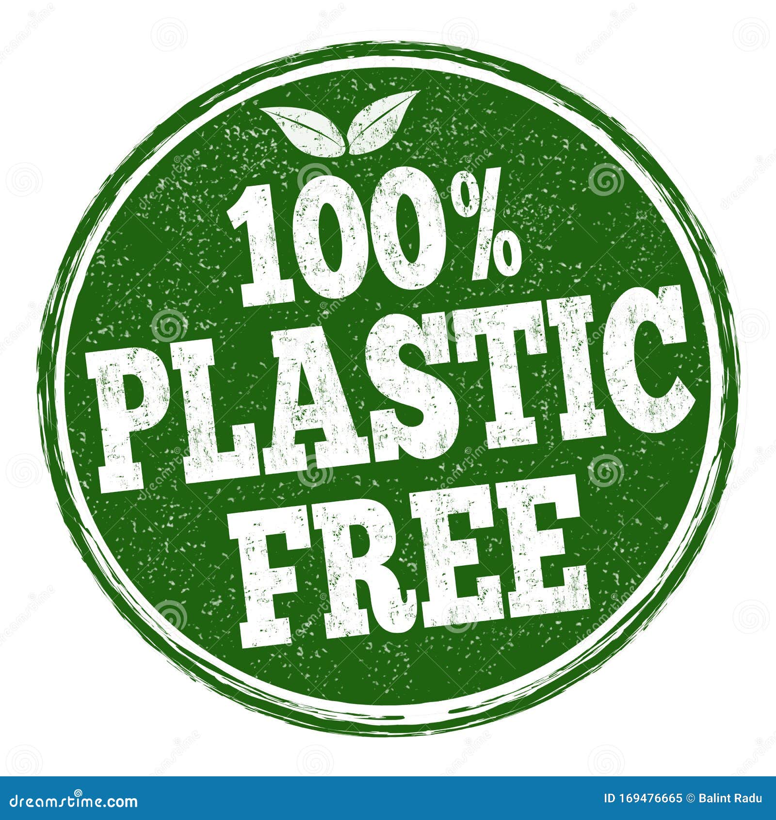 100 percent plastic free sign stamp Royalty Free Vector