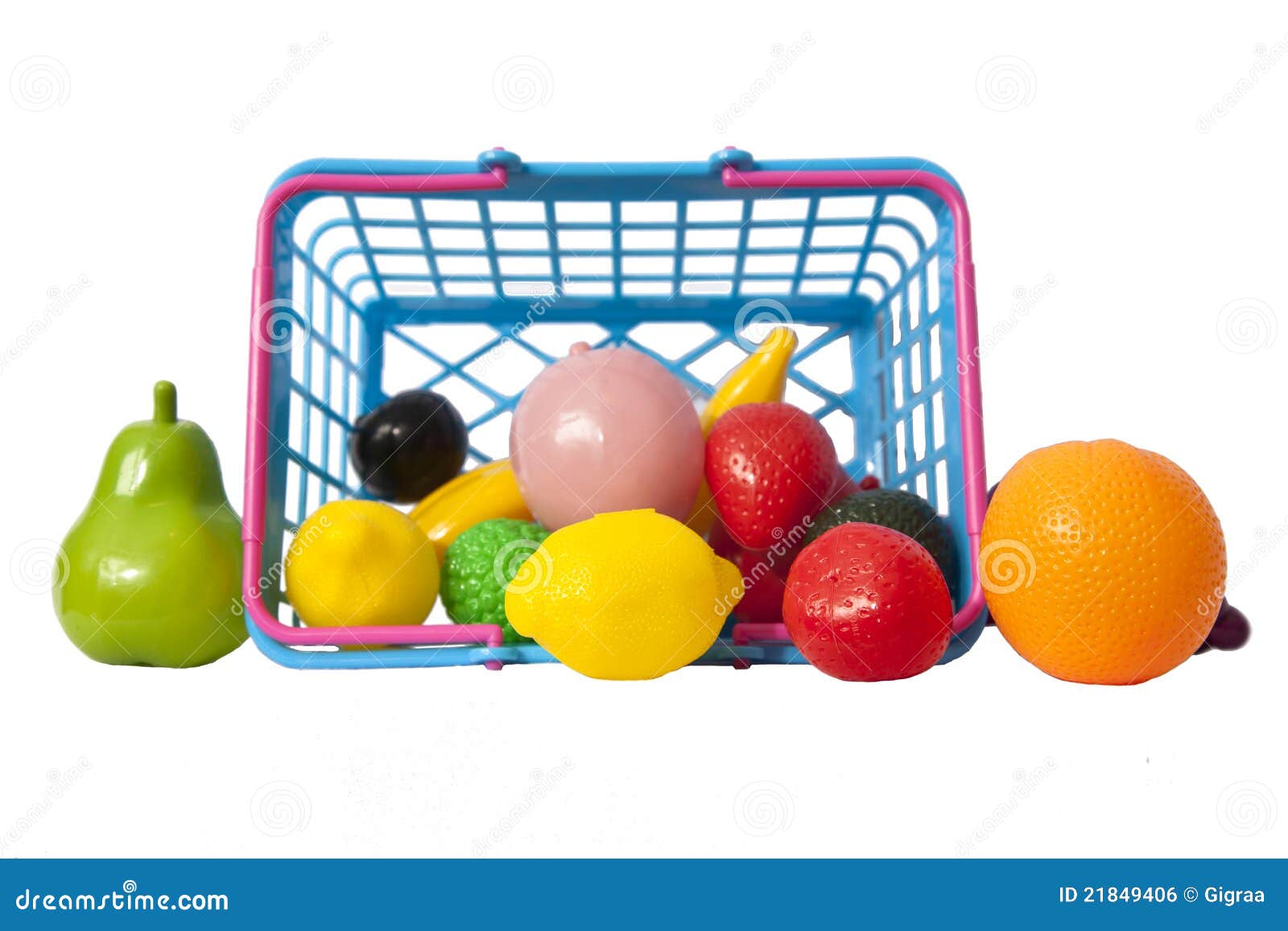 Plastic fruits with basket stock photo. Image of basket 21849406