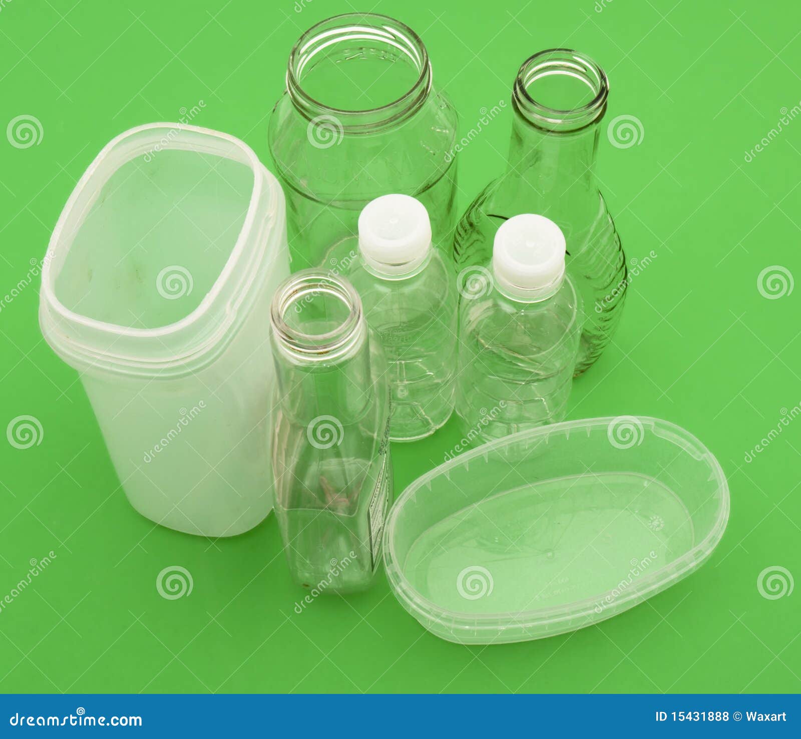 Plastic and Glass Containers for Recycling Stock Photo Image of group