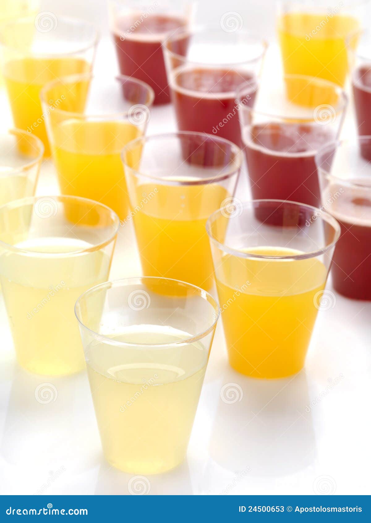 Plastic Glasses Full of Fresh Juice Stock Image Image of party