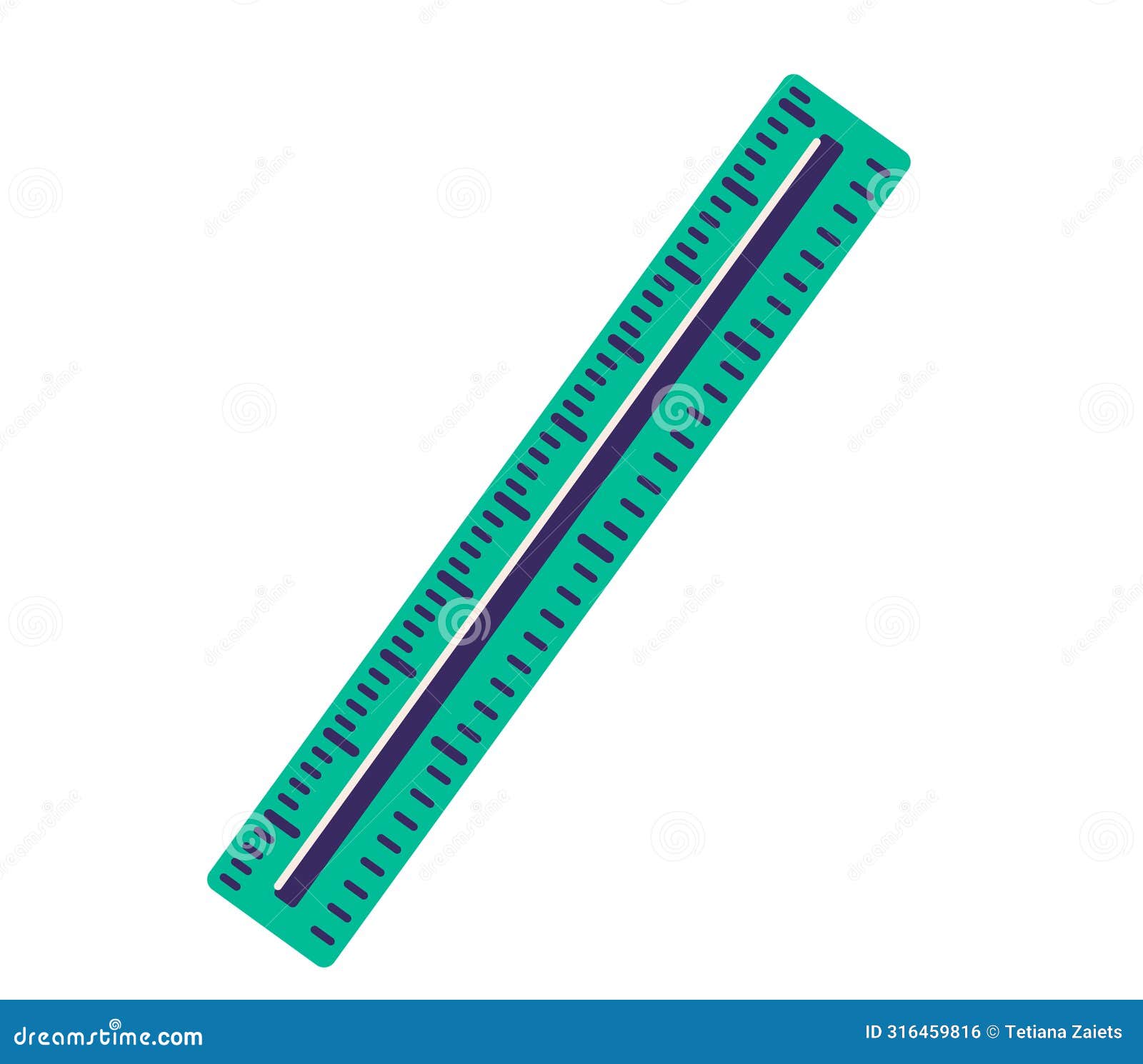Plastic Green Ruler Vector Illustration. Isolated on White Background