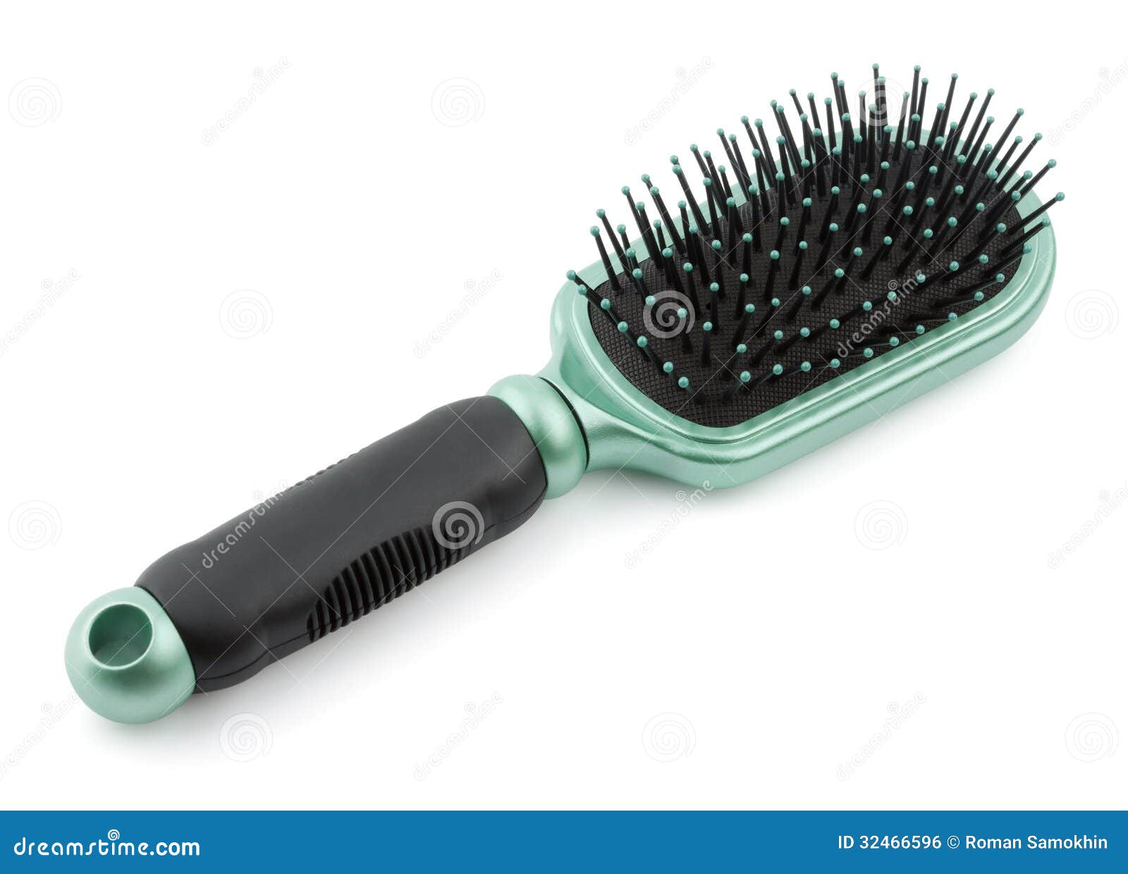 Plastic hairbrush stock photo. Image of green, handle 32466596