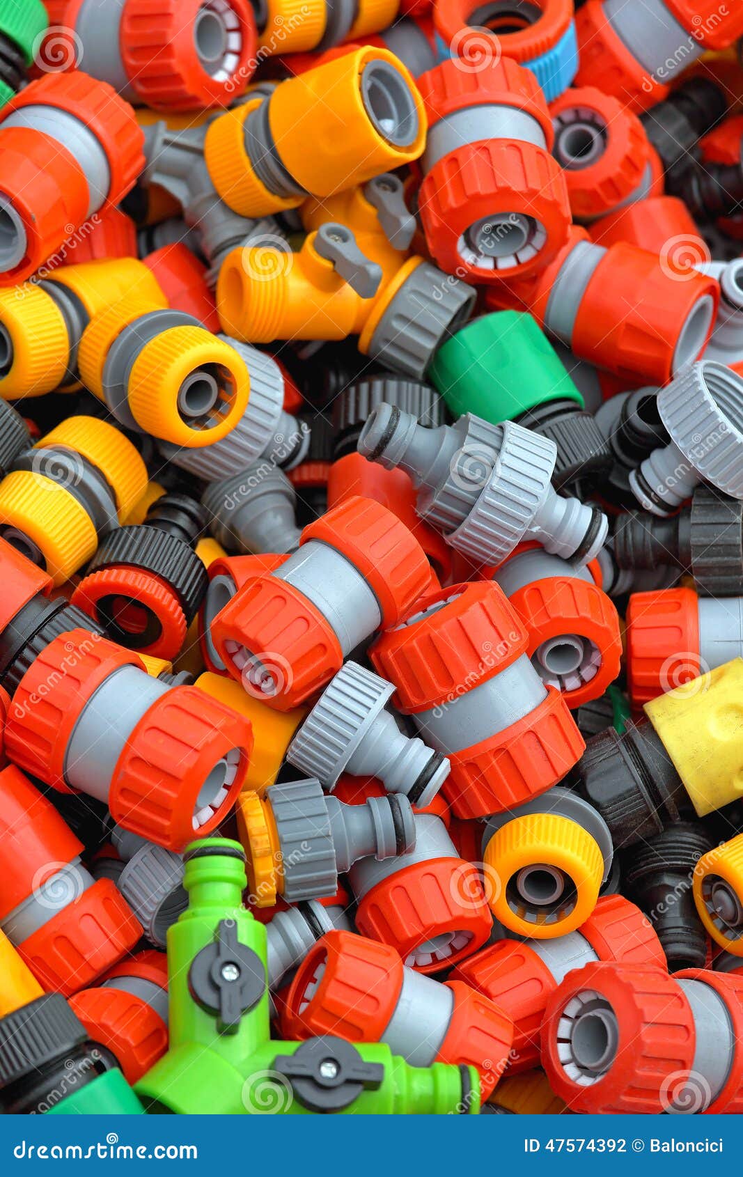 Plastic hose fittings stock photo. Image of colorful 47574392
