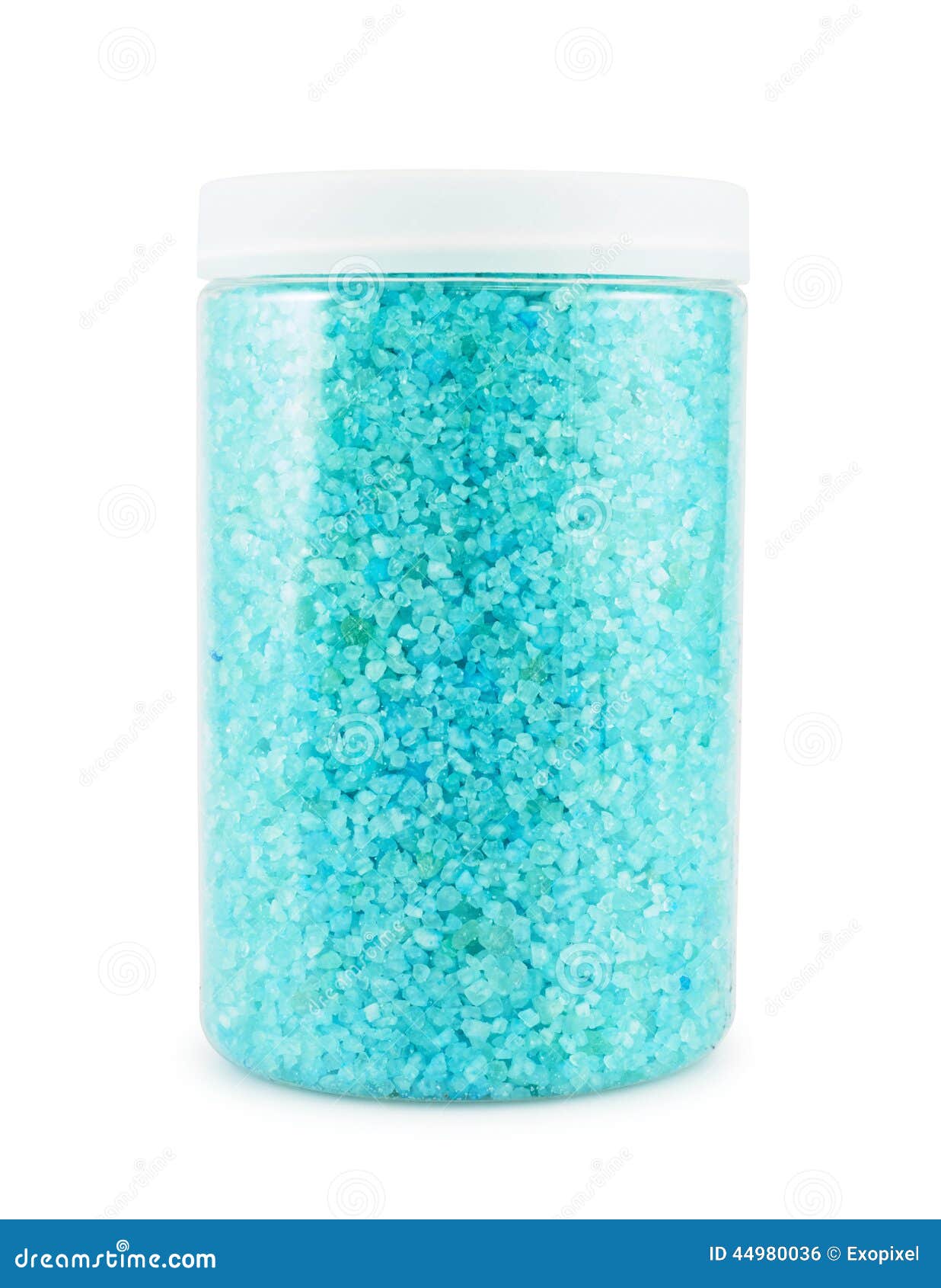 Plastic Jar Of The Salt Crystals Stock Photo Image of background