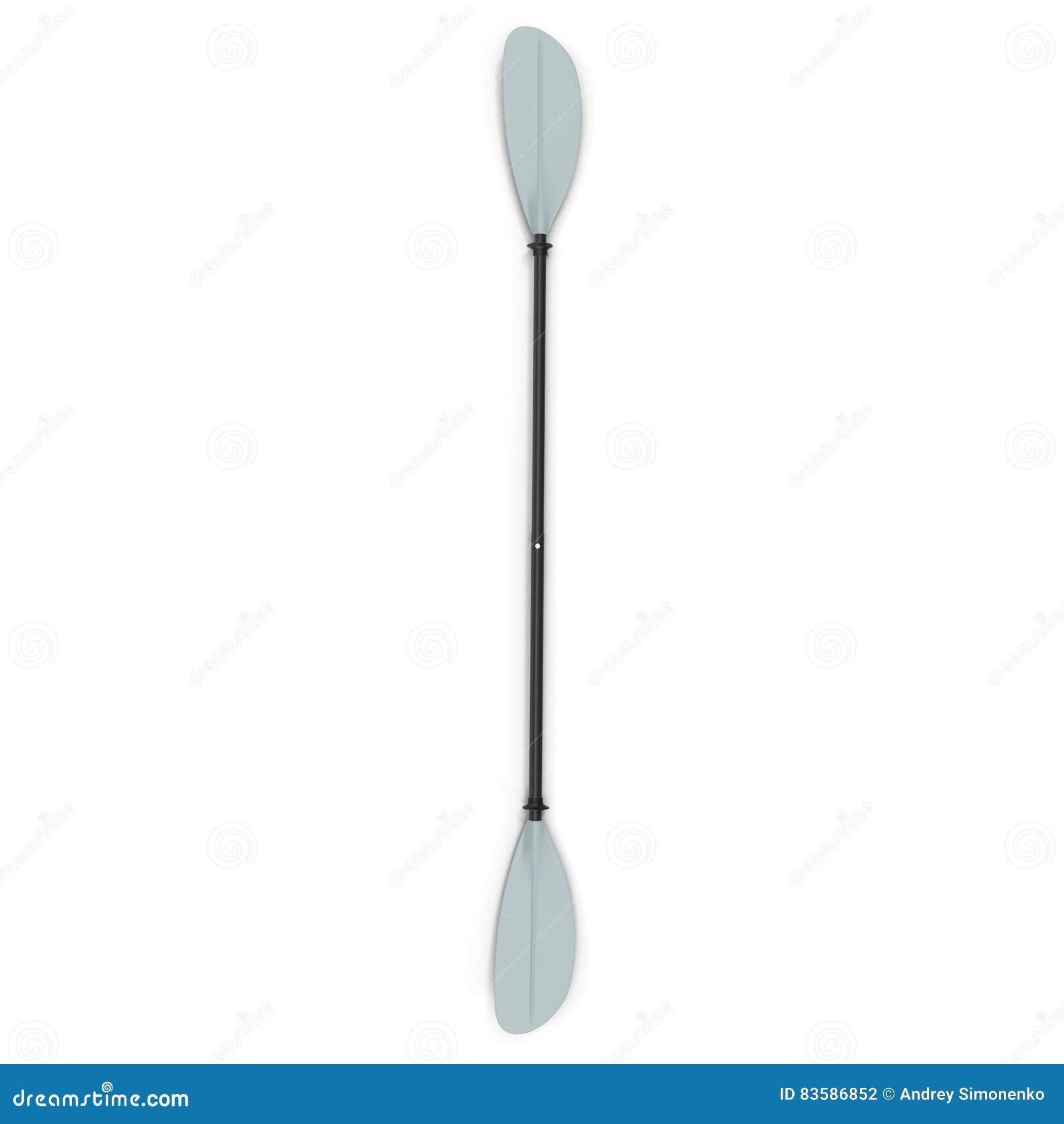Plastic Kayak Paddle Isolated on White. Top View. 3D Illustration Stock Illustration