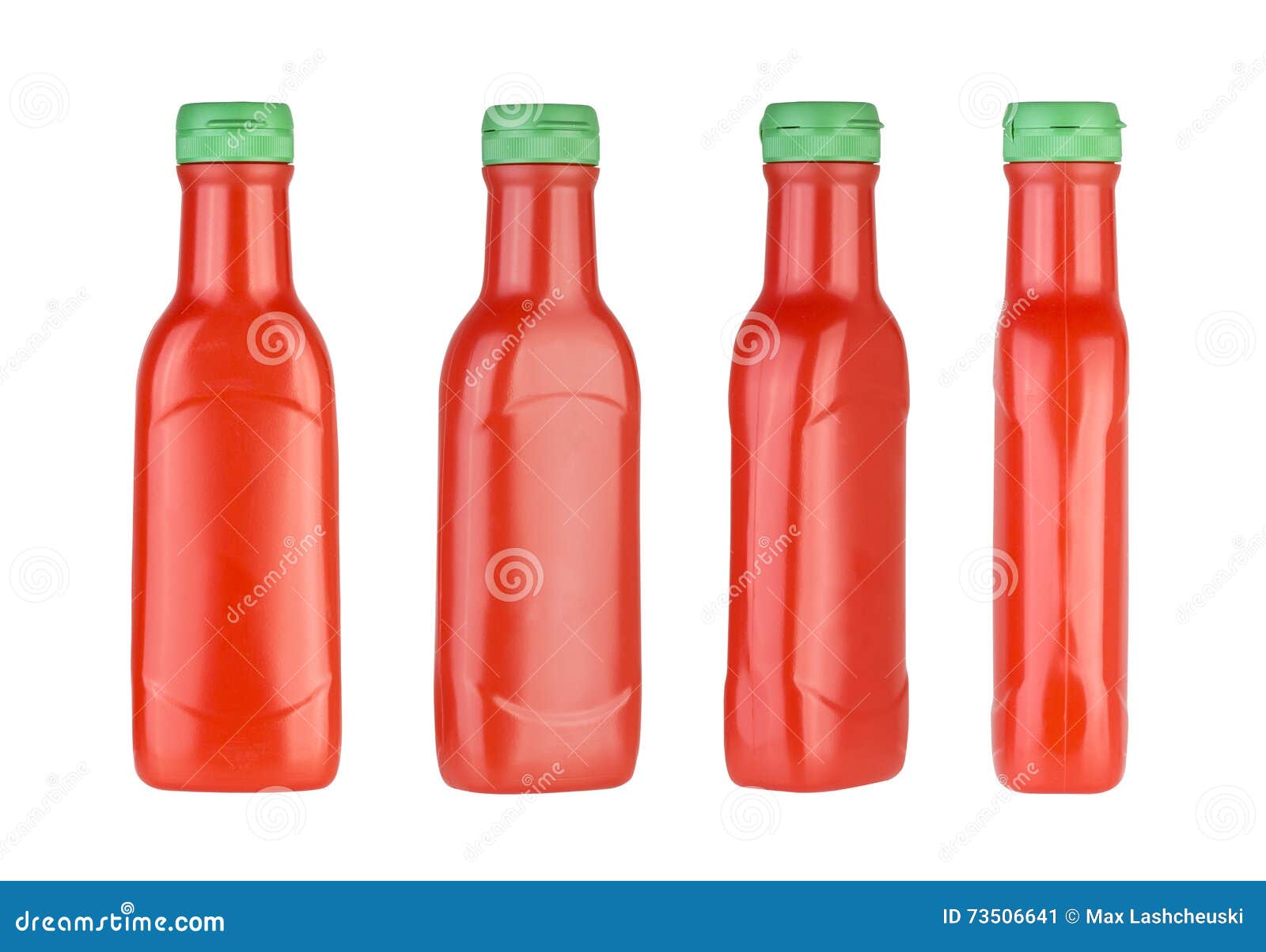 Plastic Ketchup Bottle Isolated on White Background. Different Views