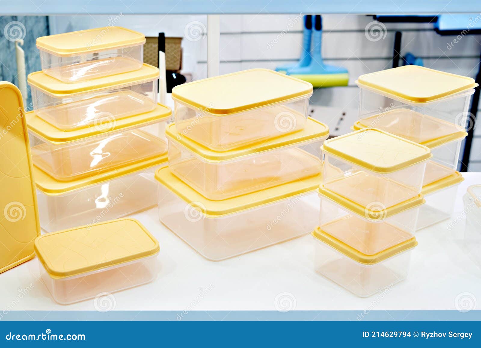 Plastic Kitchen Food Containers in Store Stock Photo Image of bucket