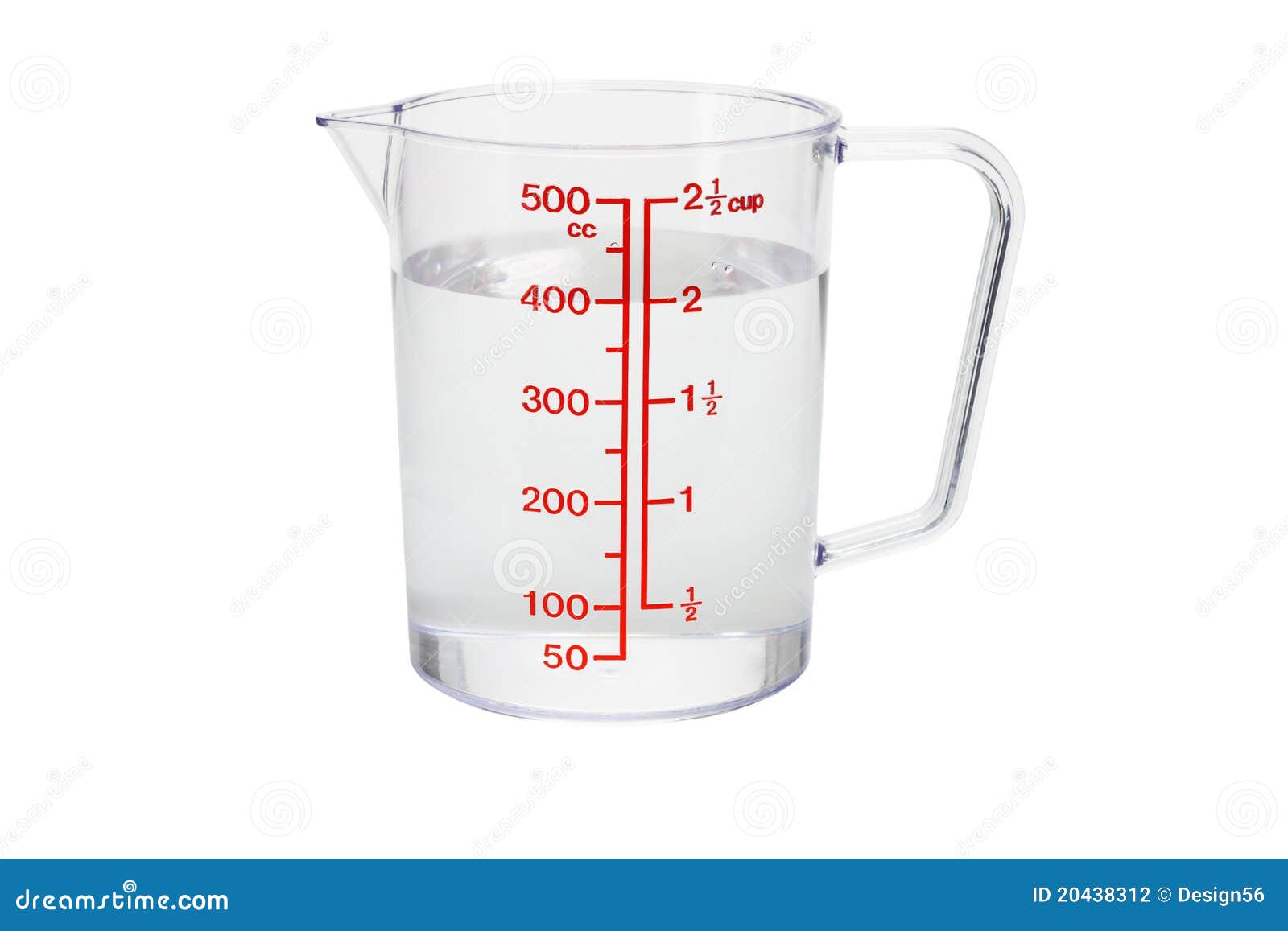 plastic kitchen measuring cup filled with water