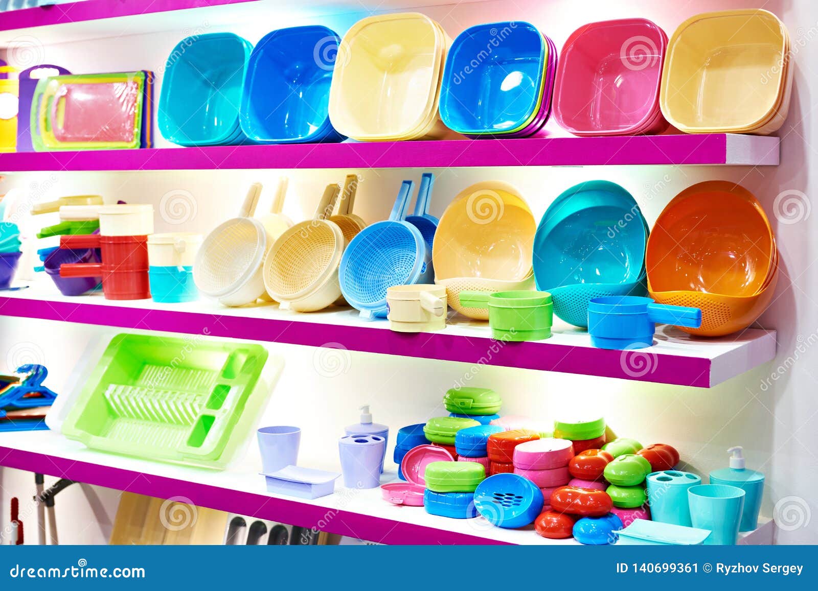 Plastic Kitchenware in Store Stock Image Image of hardware, industry