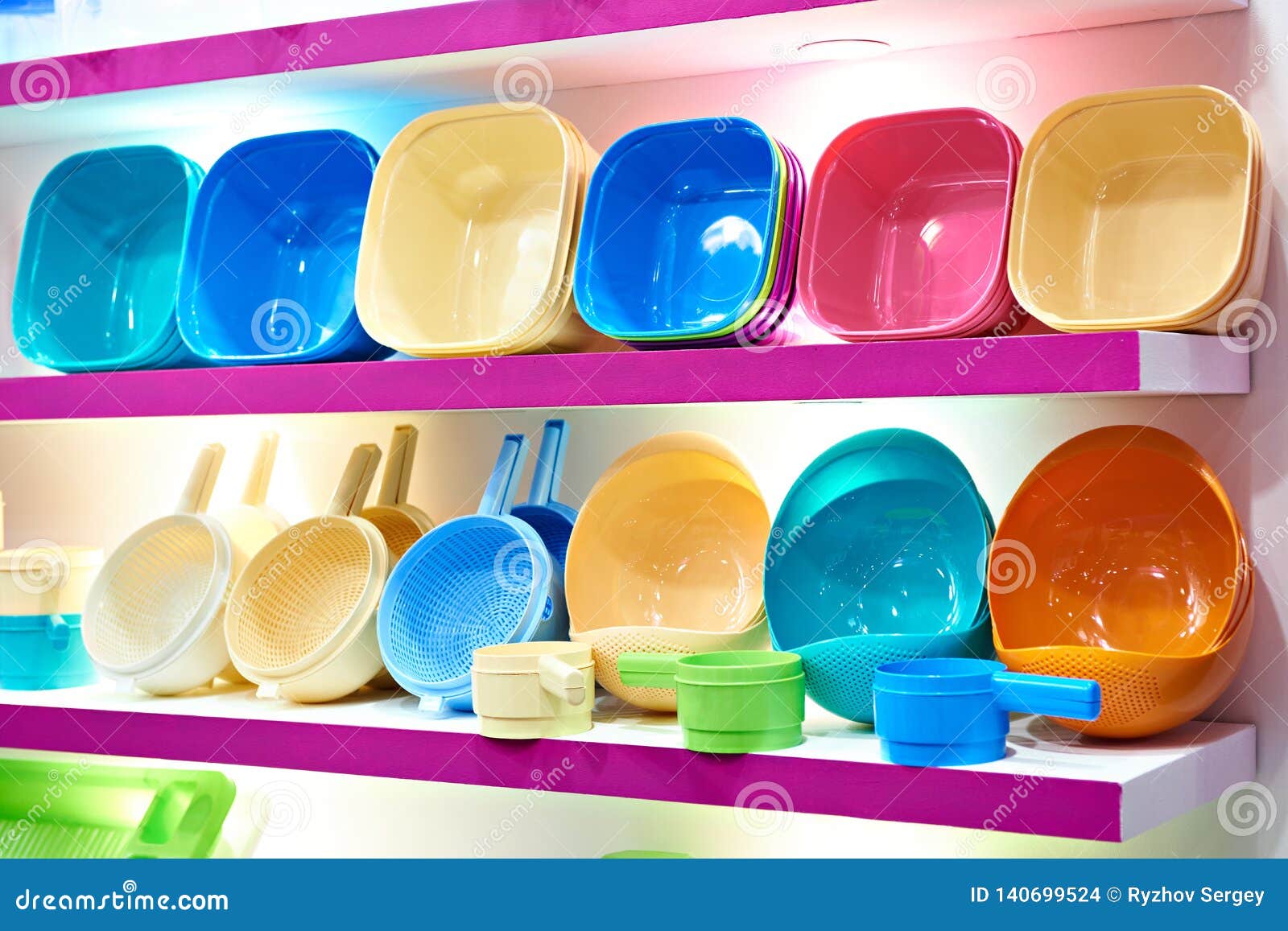 Plastic Kitchenware in Store Stock Photo Image of market, kitchen