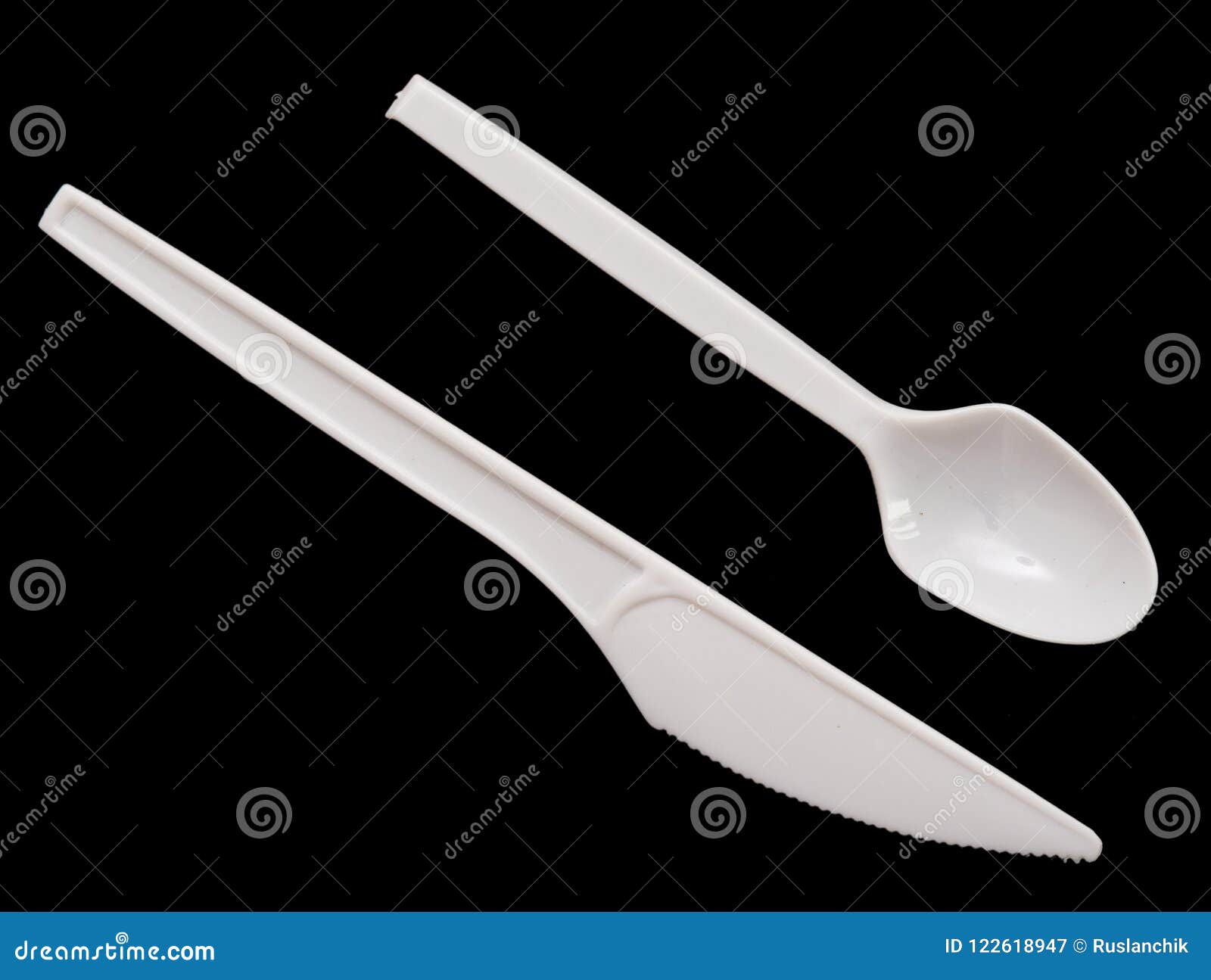 Plastic knife and spoon stock image. Image of picnic 122618947