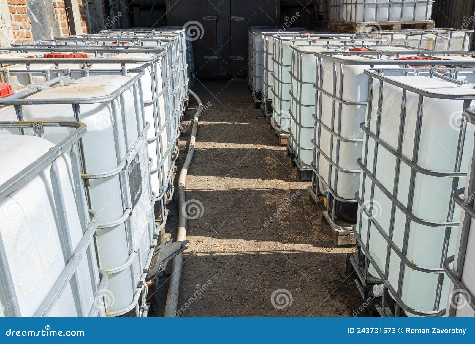 Plastic Liquid Containers in the Warehouse Closeup Stock Image Image
