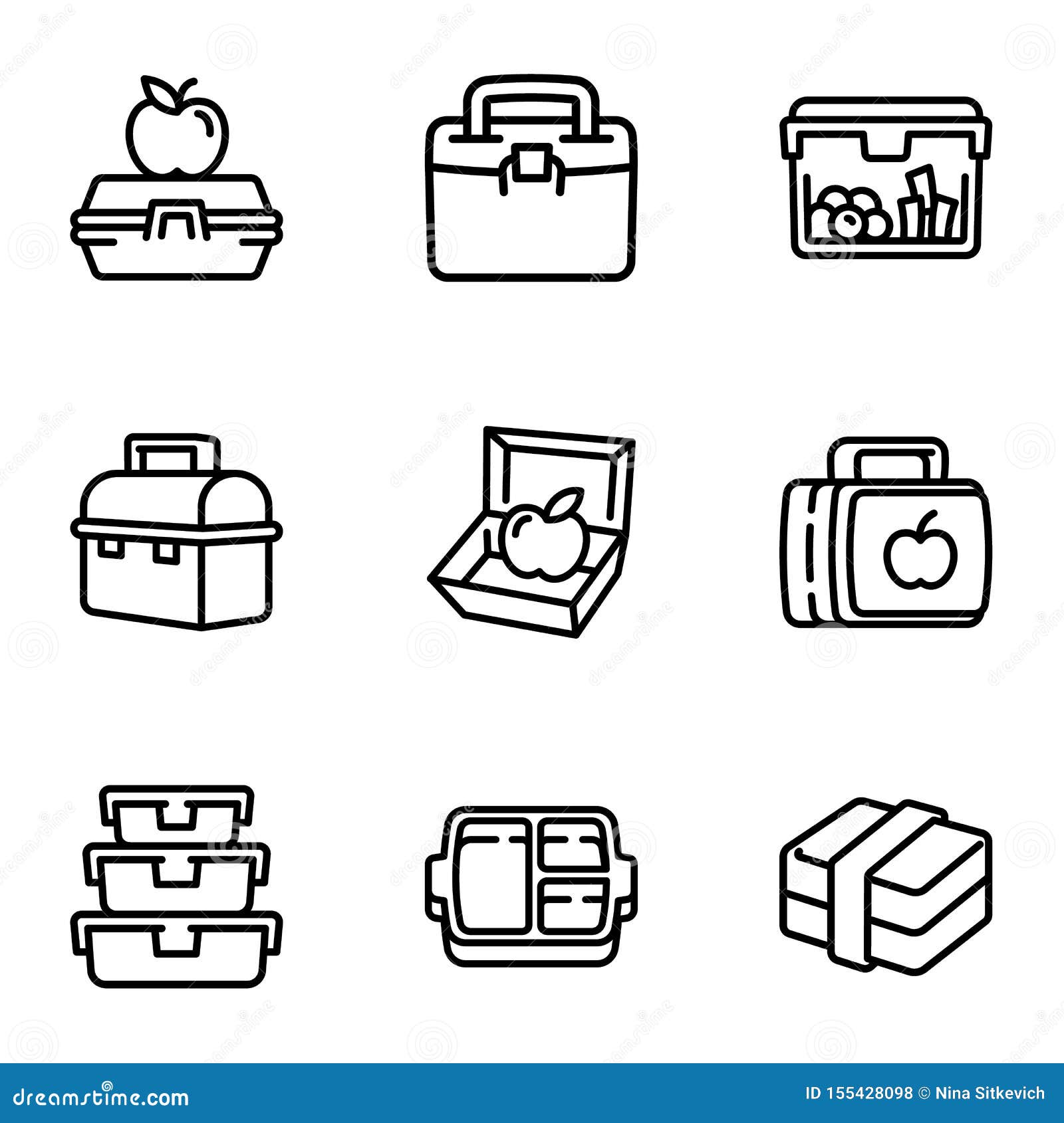 Plastic Lunch Box Icon Set Outline Style Stock Vector Illustration Of Element Black Plastic Lunch Box Icon Set Outline Style Stock Vector Illustration Of Element Black