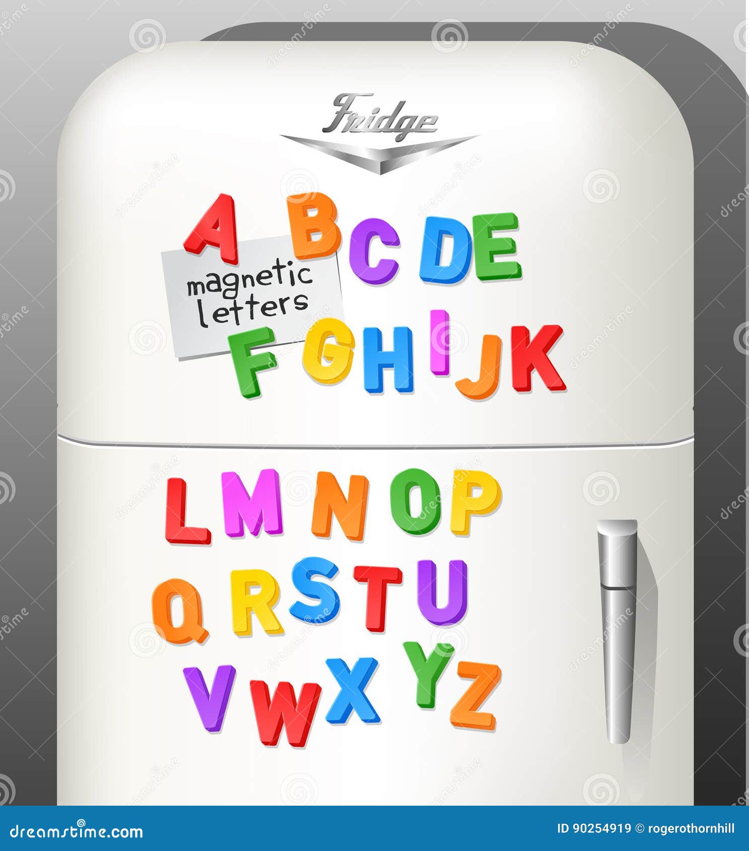 Magnetic Alphabet Word On White Background Illustration 3D Rendering