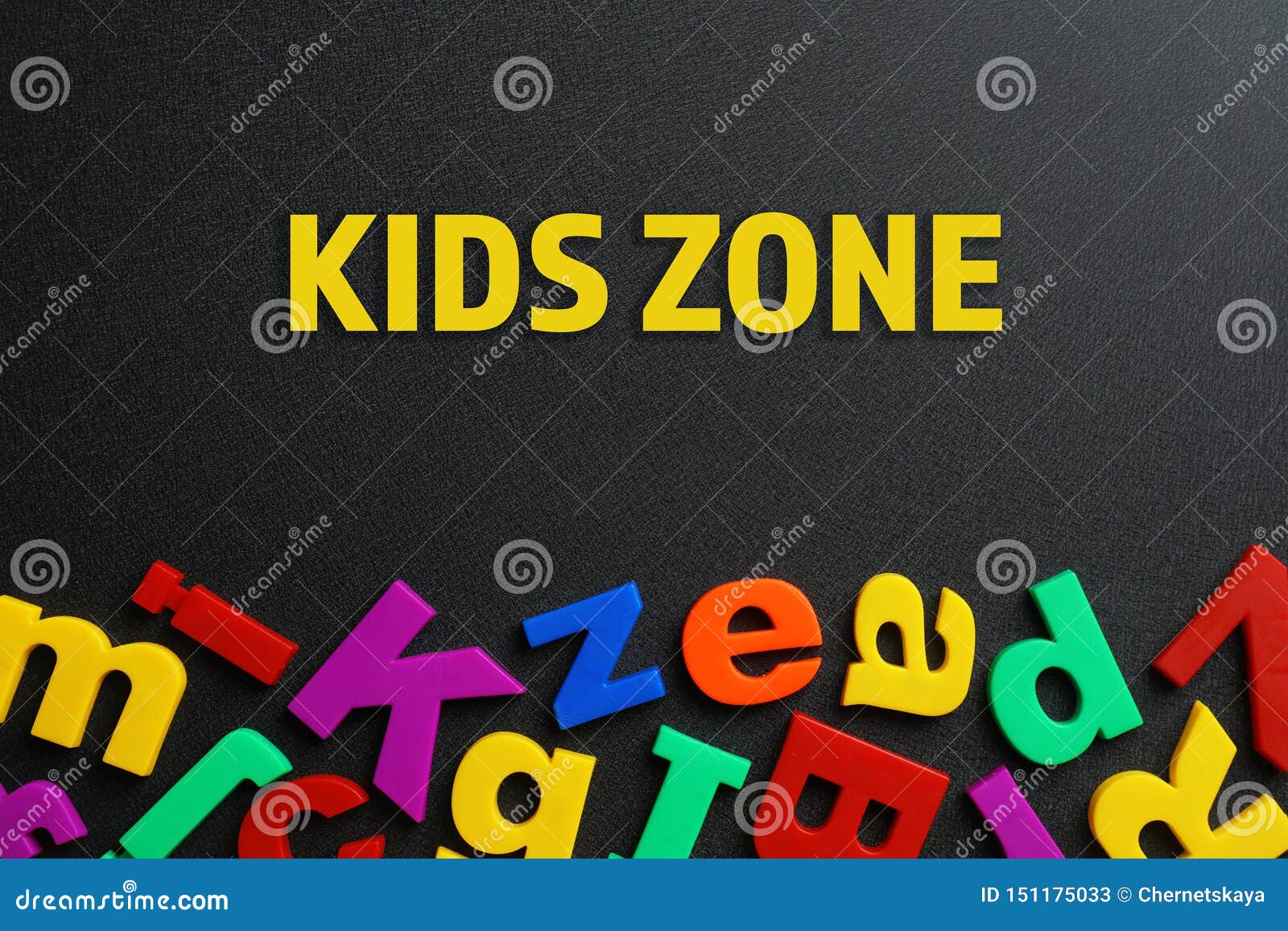 Plastic Letters on Black Background, Space for Text Stock