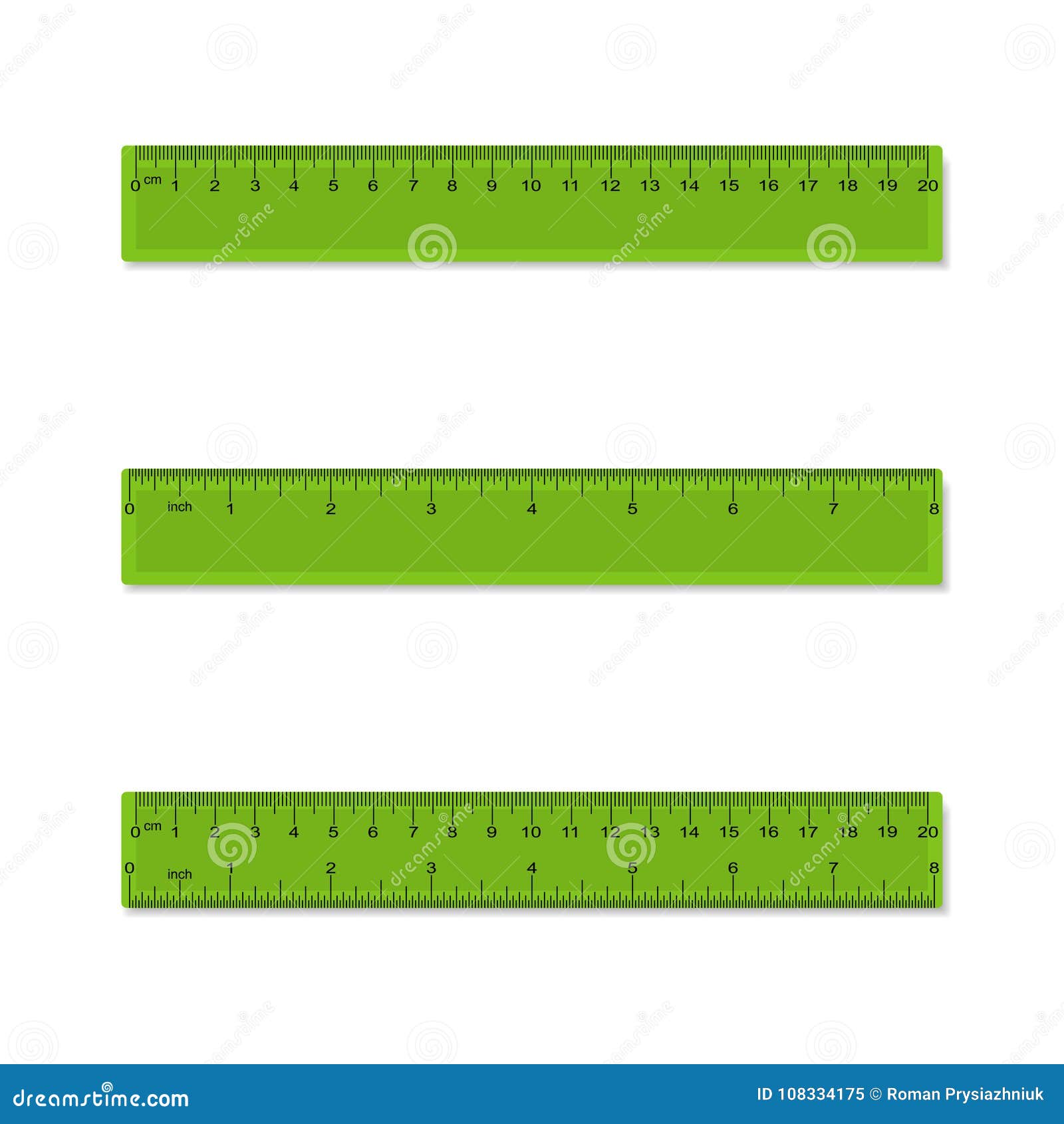 plastic measuring rulers in centimeters, inches, millimeter - aparted and combined. .