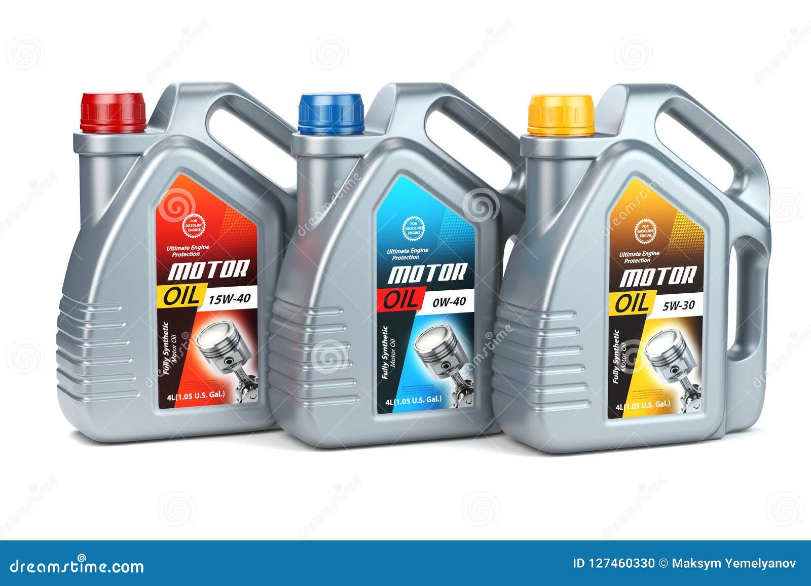 Plastic Motor Oil Canisters with Different Types of Motor Oil on Stock ...