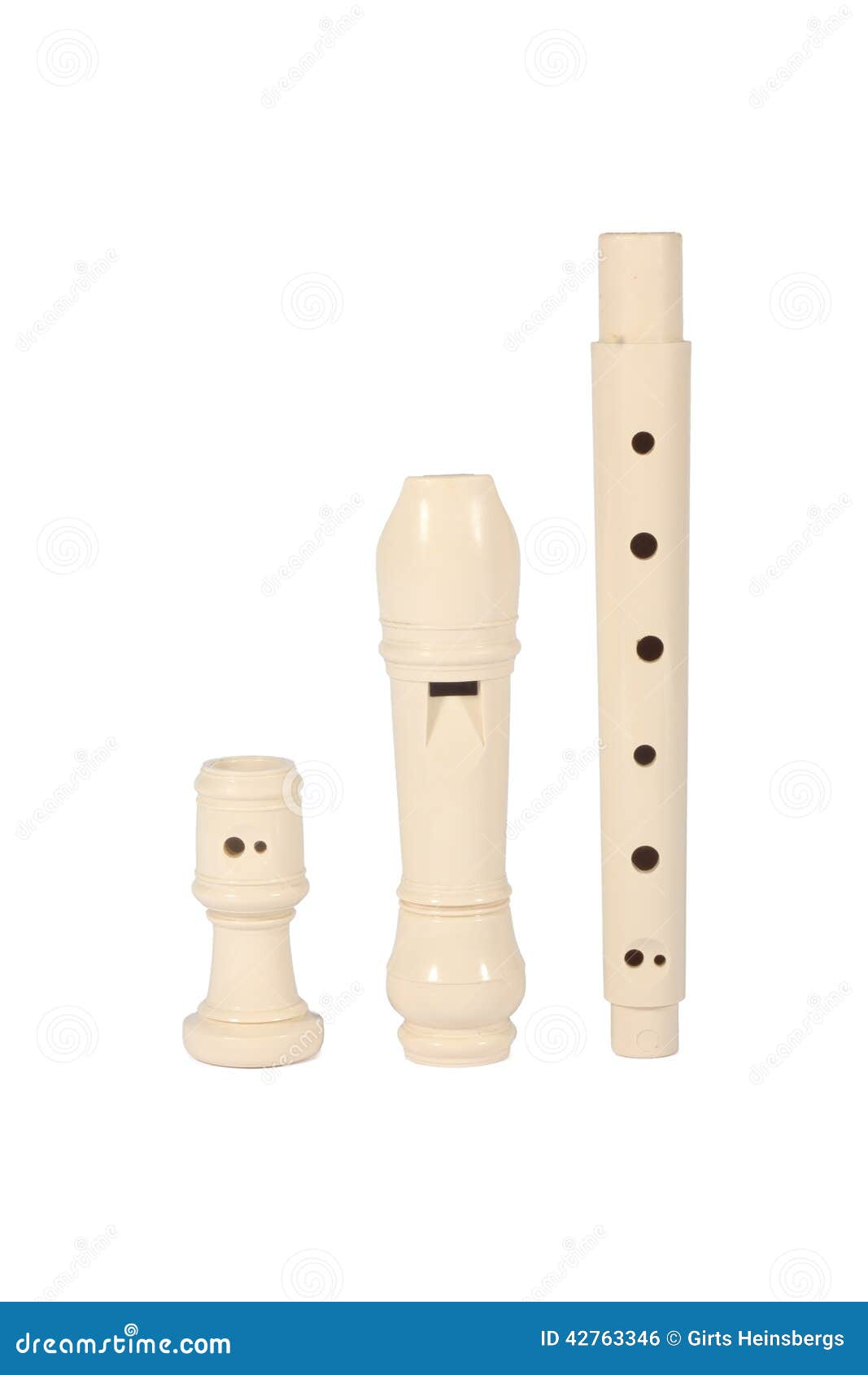 Plastic Musical Instrument Flute on White Background Stock Photo