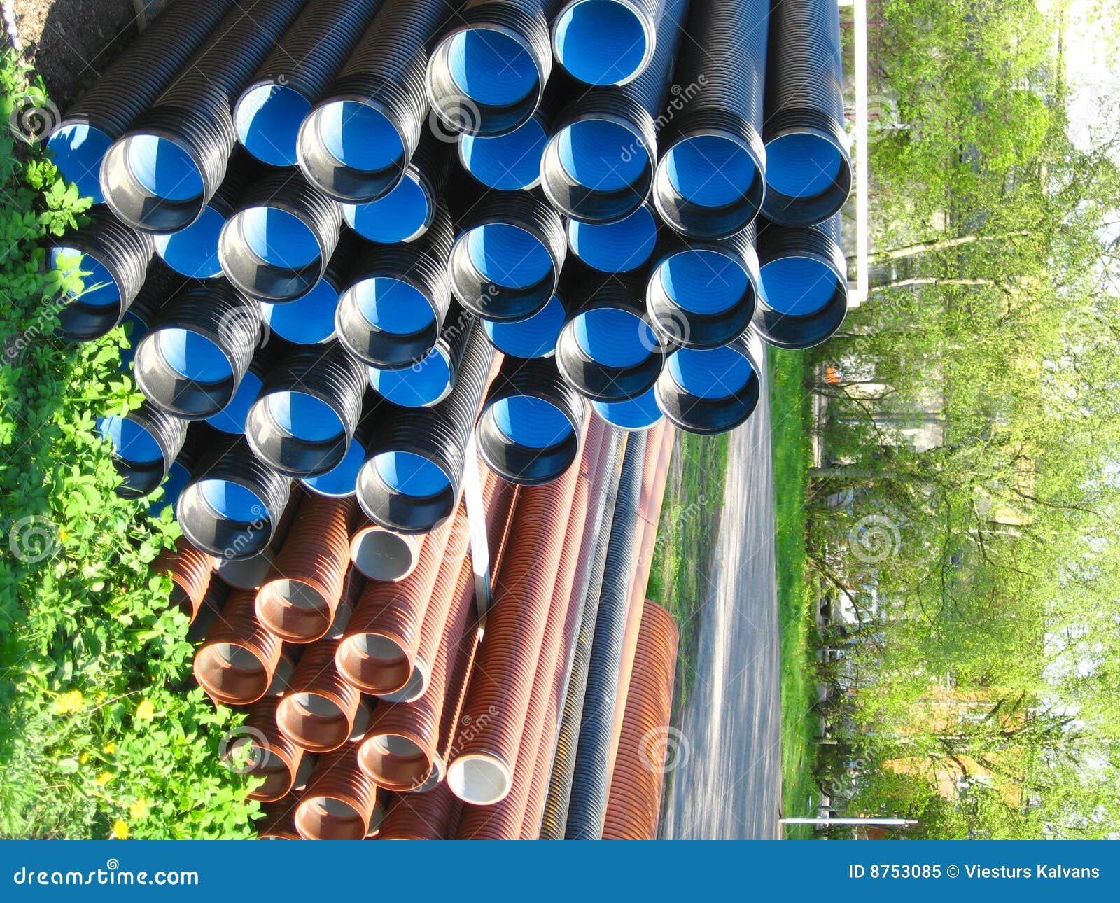 Plastic pipes stock image. Image of culvert, stack, color 8753085
