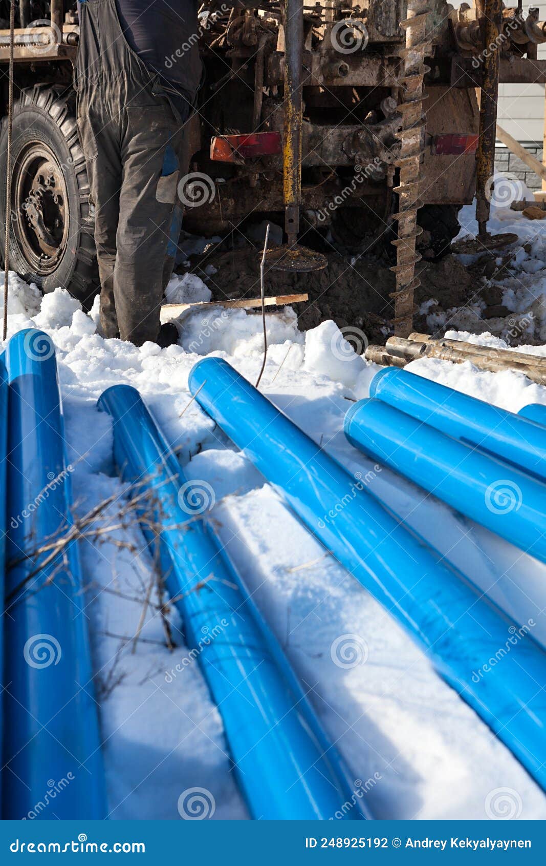 Plastic Pipes for Casing a Well Made for Water Stock Photo Image of