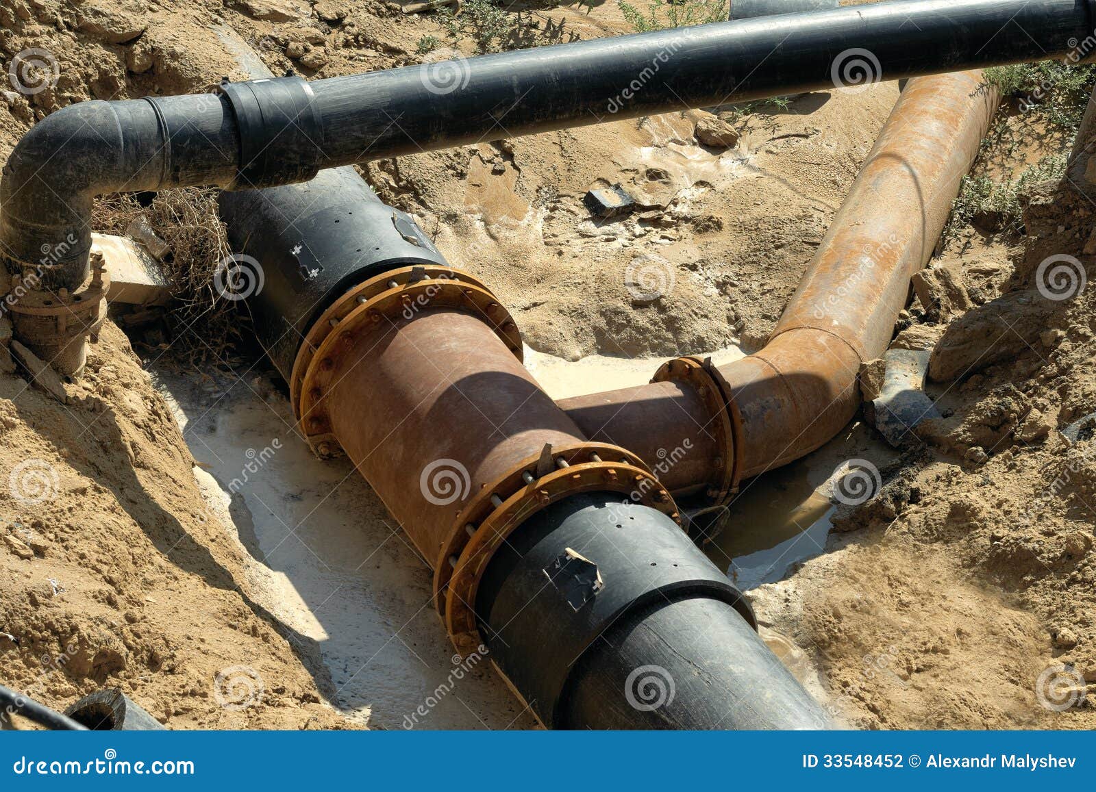 Plastic Pipes In The Ground. Stock Photo Image of industry, iron