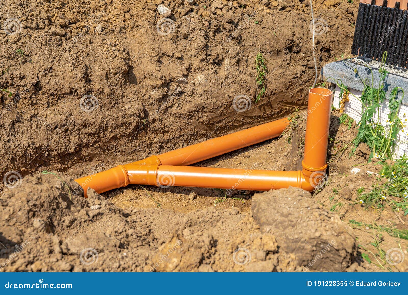Plastic Pipes in the Ground for Rainwater Drainage Stock Image Image