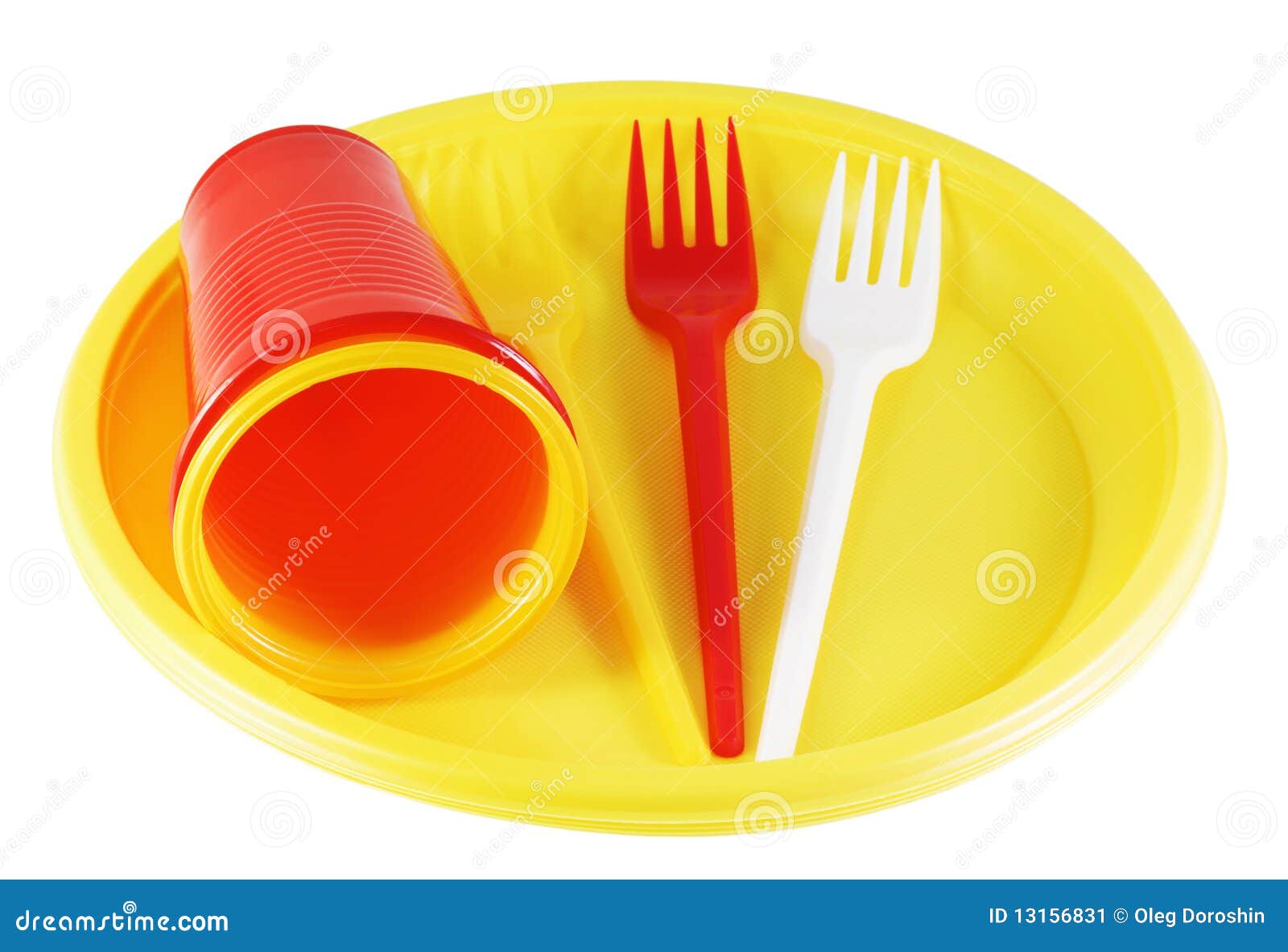 Plastic plates and forks stock image. Image of fork, shiny 13156831