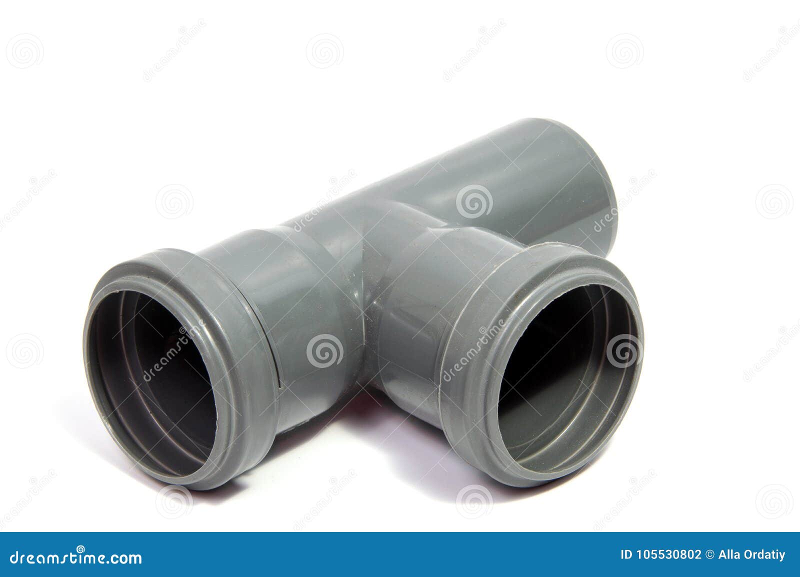 Plastic Plumbing Pipe Isolated On White Background. Stock Photo Image